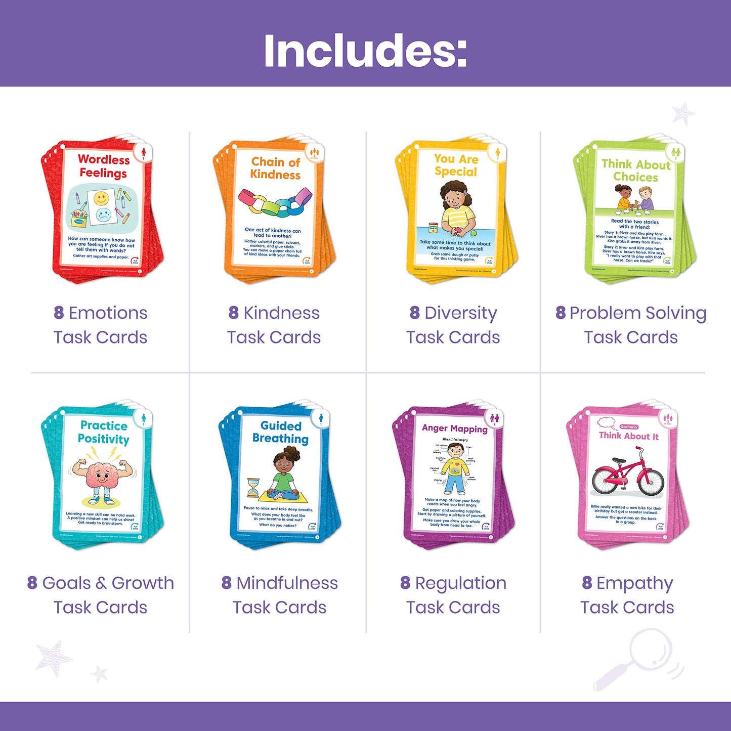 hand2mind Social Emotional Task Cards for Ages 3+, Social Emotional Learning Activities, Calm Down Corner, Play Therapy Toys for Counselors, SEL Games, Preschool Card Games, Feelings Flash Cards