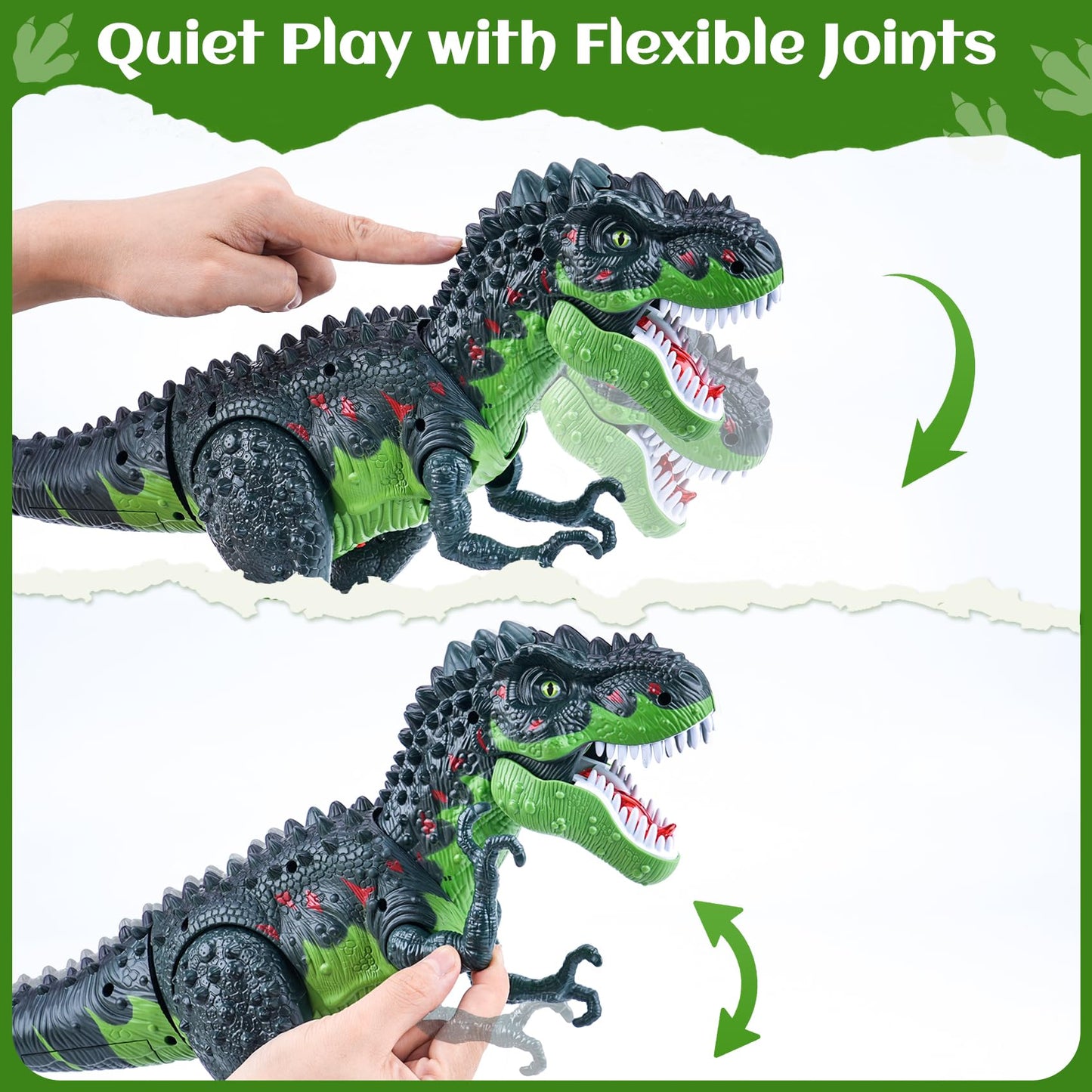 AHCo. Big Walking T-Rex Dinosaur Toy Plus for Kids – Realistic Tyrannosaurus Toys with 3D Eyes, Mist Spray, Lights and Roar Sound – Gift for Toddlers Ages 3+ Years