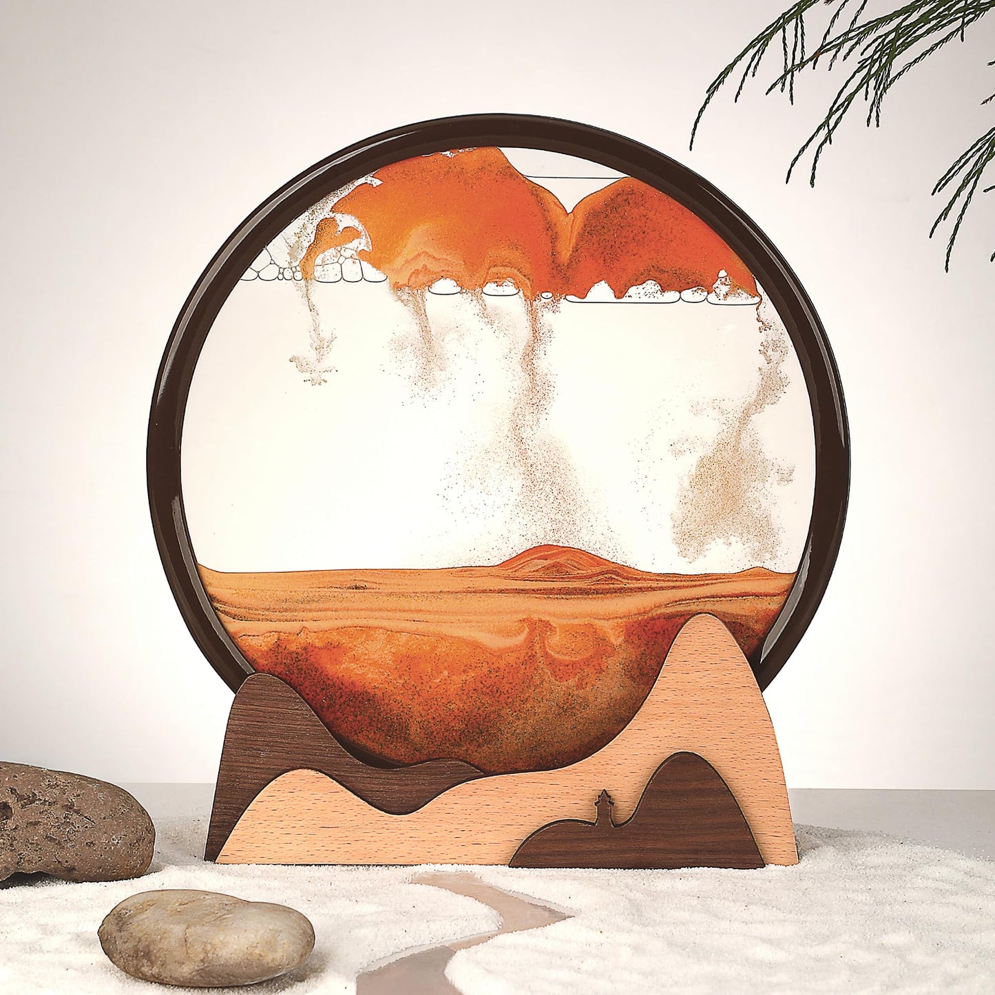 BelaRola Moving Sand Art Liquid in Motion 3D Deep Sea Sandscape Moving Sand Art Picture Wooden Sand Art for Desk Decor and Office Decor(12inch)