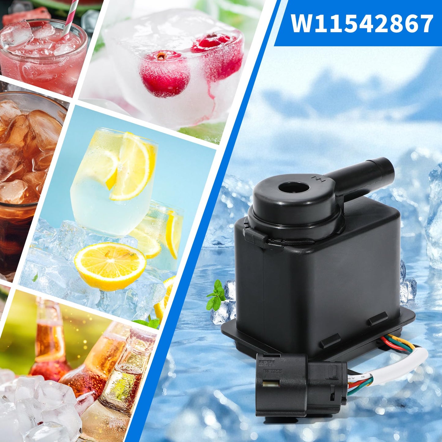 W11542867 Ice Maker Recirculation Pump Compatible with KitchenAid Whirlpool KUIX535HPS00 KUIX505ESS1 KUID308HPS01, Ice Maker Circulation Pump Replacement Part W11176264 W11325175 W10747426 W11439191