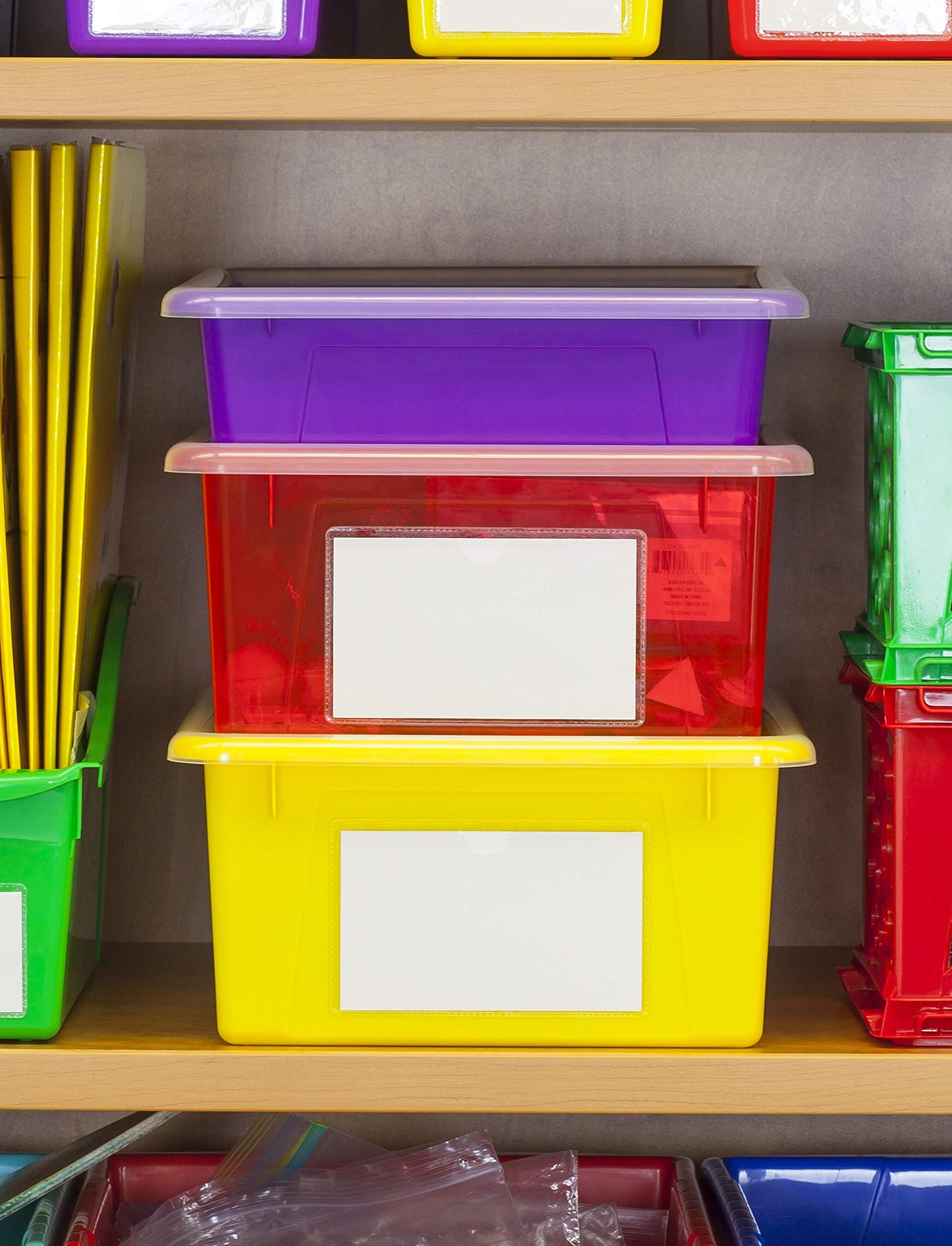 Storex Letter Size Deep Storage Tray – Organizer Bin with Non-Snap Lid for Classroom, Office and Home, Black, 5-Pack (62543U05C)