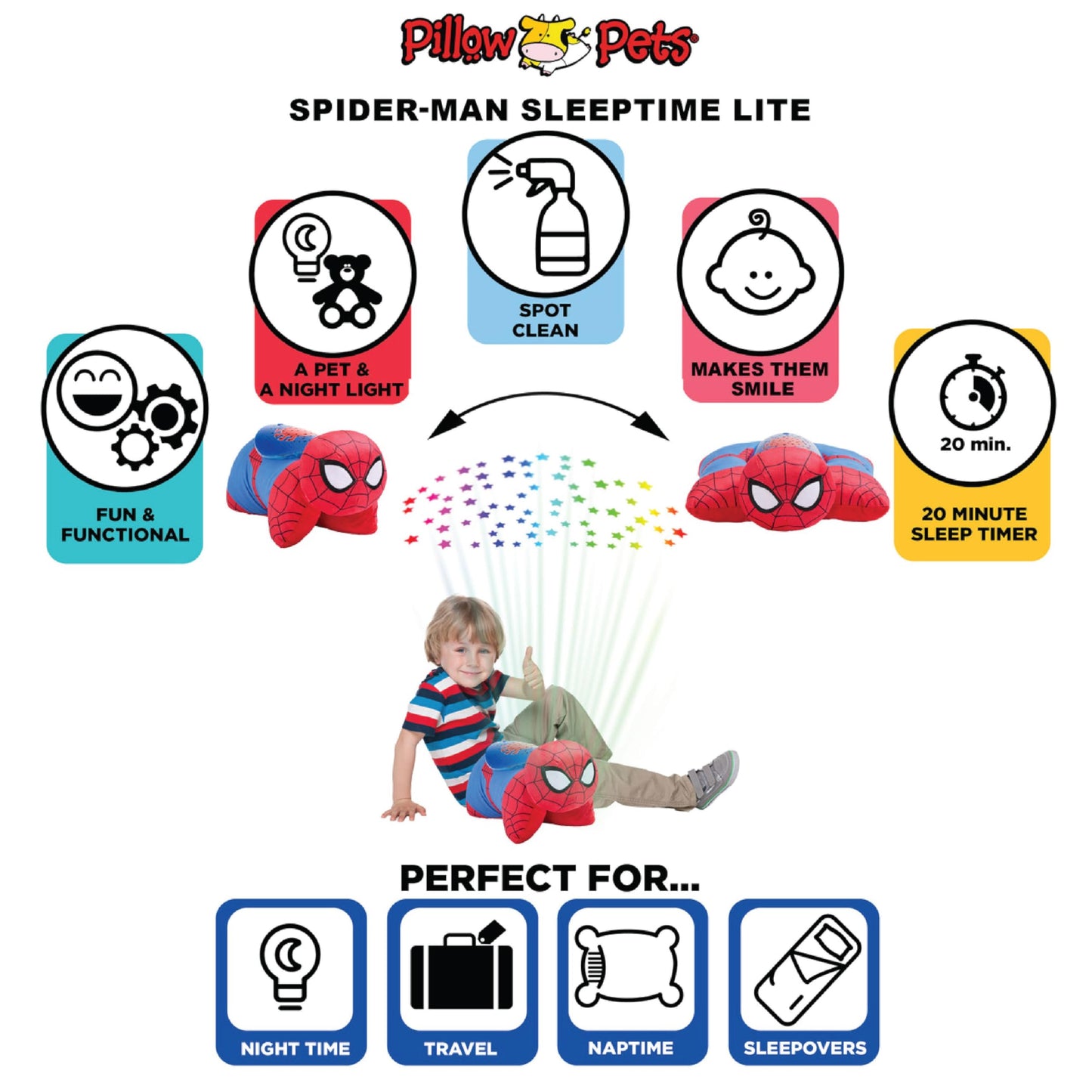 Pillow Pets Spider-Man STL Plush, Red