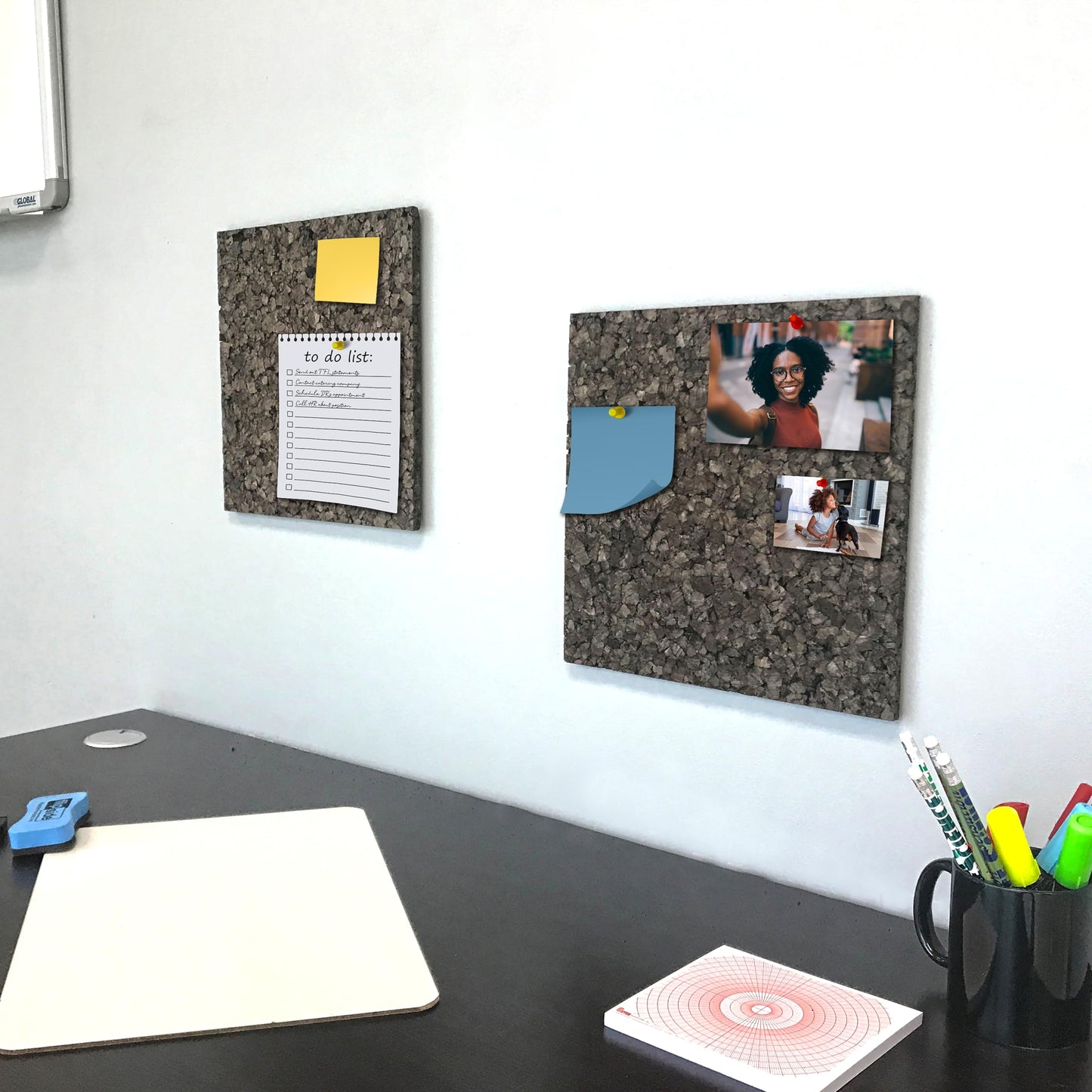 Flipside Products 12" x 12" x 9.5mm Thick Dark Brown Cork Squares, Wall Tiles, Square Pinning Cork Board, Bulletin Board Mini Wall Board - 16 Pack