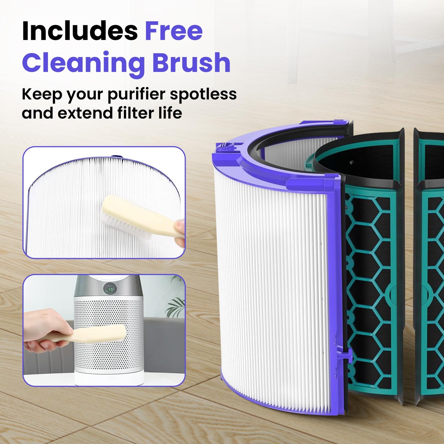 TP04 Replacement Filter | 360° Combi Glass HEPA & Activated Carbon Filter | Compatible with Dyson HP04, TP04, DP04, TP05, DP05 Air Purifi-er | Perfect Fit & Reliable | Easy to Install
