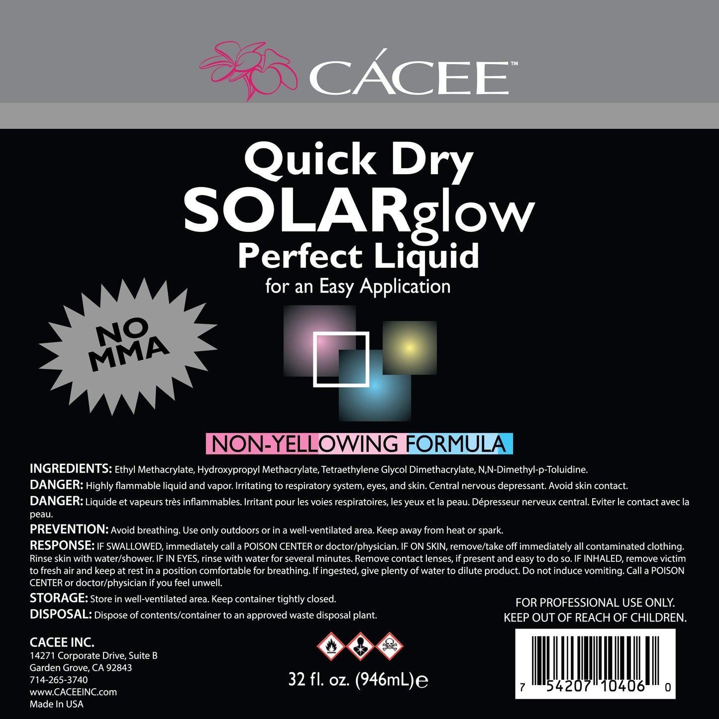 Cacee's Fast Setting Acrylic Nail Liquid Monomer, Acrylic Powder Compatible, Non-Yellowing Monomer Acrylic Nail Liquid, Quick Dry for Professional Acrylic Nails (32 fl. oz)