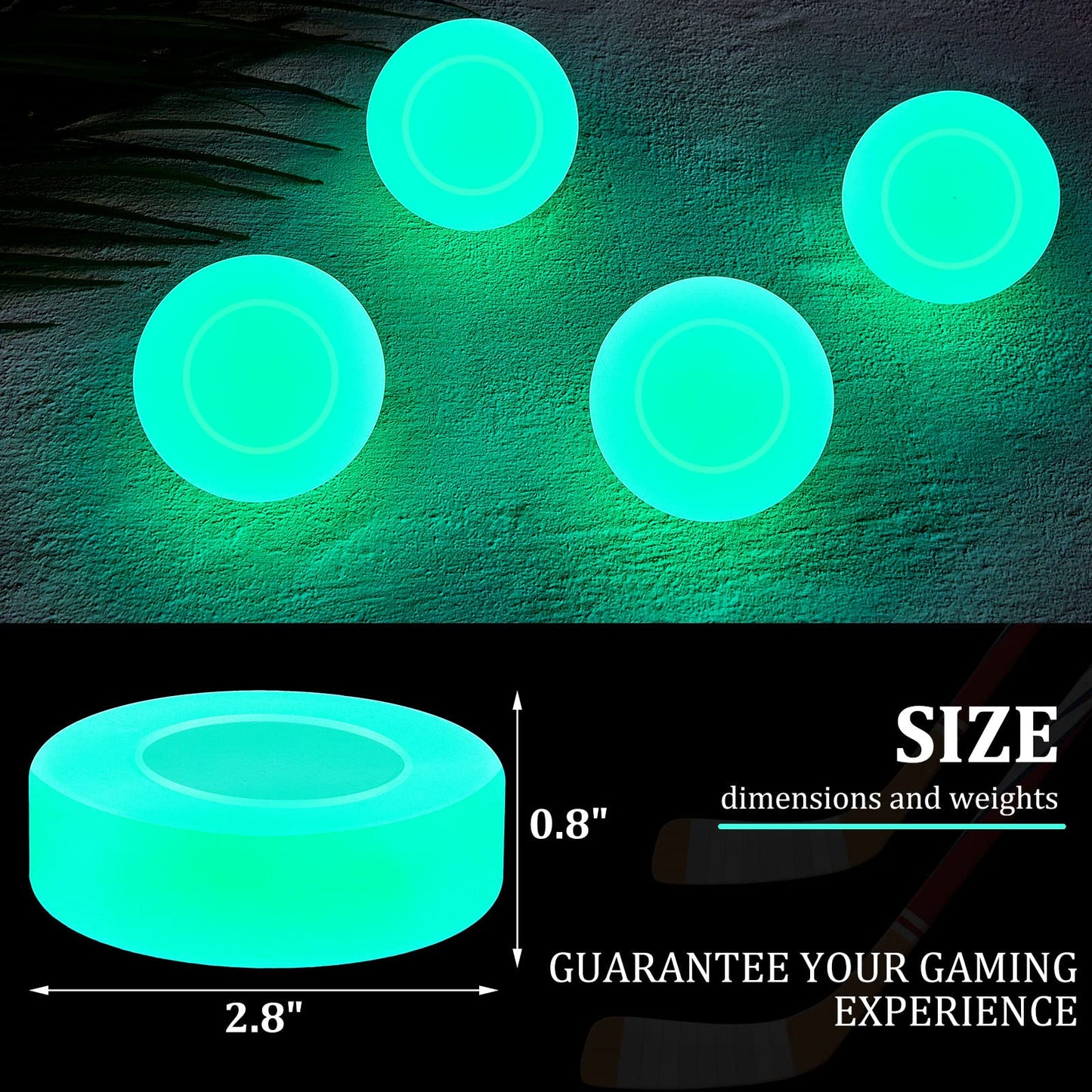 Ice Hockey Puck Glow in The Dark Party Pucks Green Floor Puck for Kids Adults Youth Outdoor Games Gifts(24 Pcs)