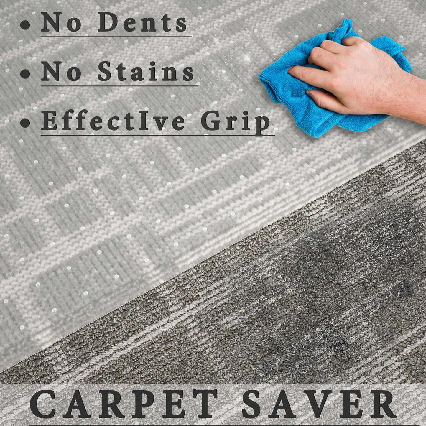 Plastic Carpet Protector Floor Runner 27in x 20ft Clear Carpet Runner for High Traffic Hallway Non-Slip Rug Protector for Low Pile Stain-Resistant & Waterproof