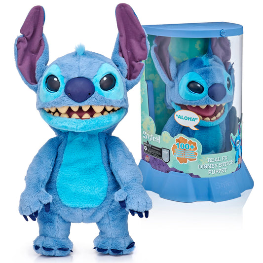 Disney Stitch Interactive Animatronic Pet| REALFX | Looks, Feels, Sounds Real! Over 100 Sounds and Reactions | Officially Licensed | Reacts to Touch & Movement