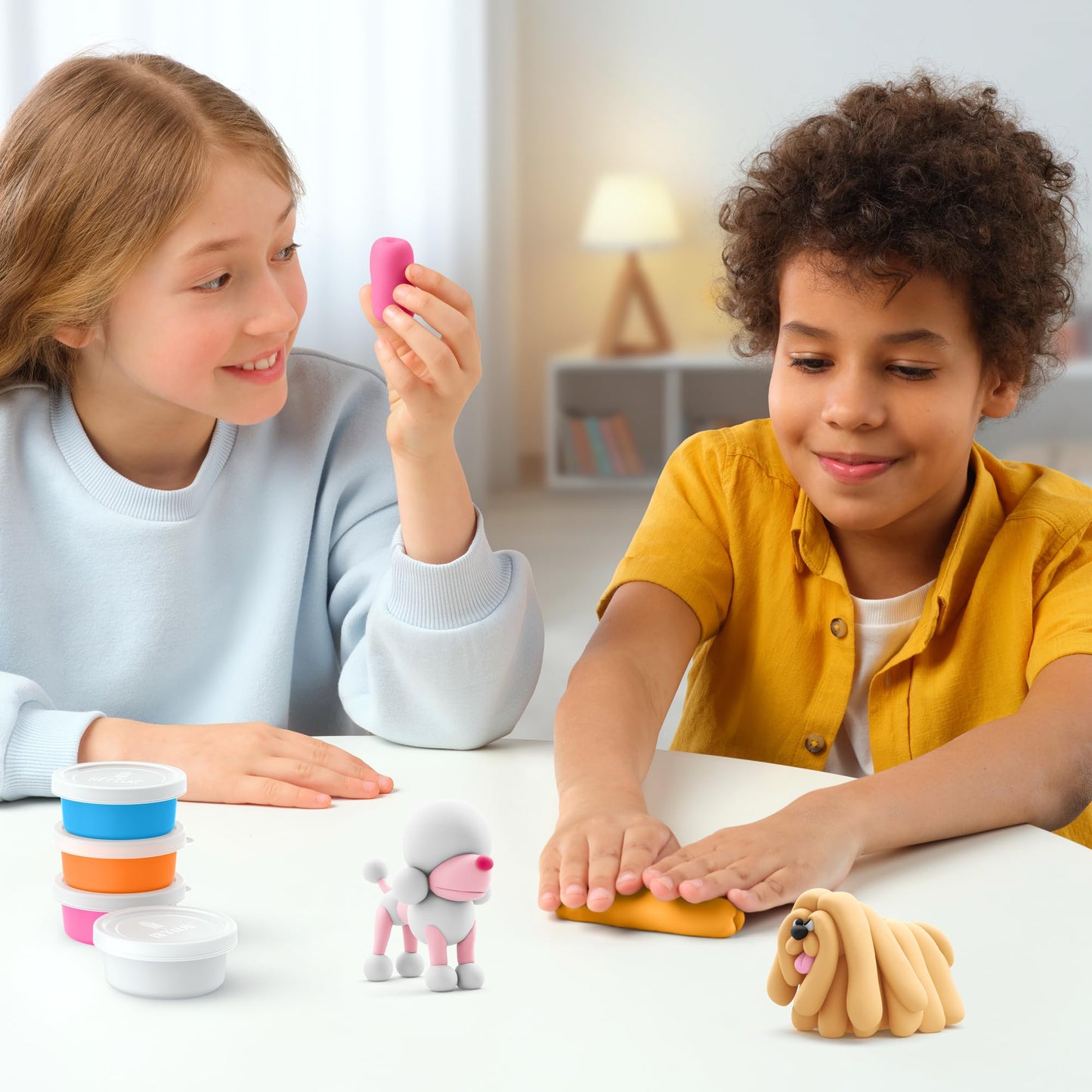 HEY CLAY Dog Buddies, 15 cans - Air Dry Clay kit for Kids Age 3+ - Creative Set for Sculpting