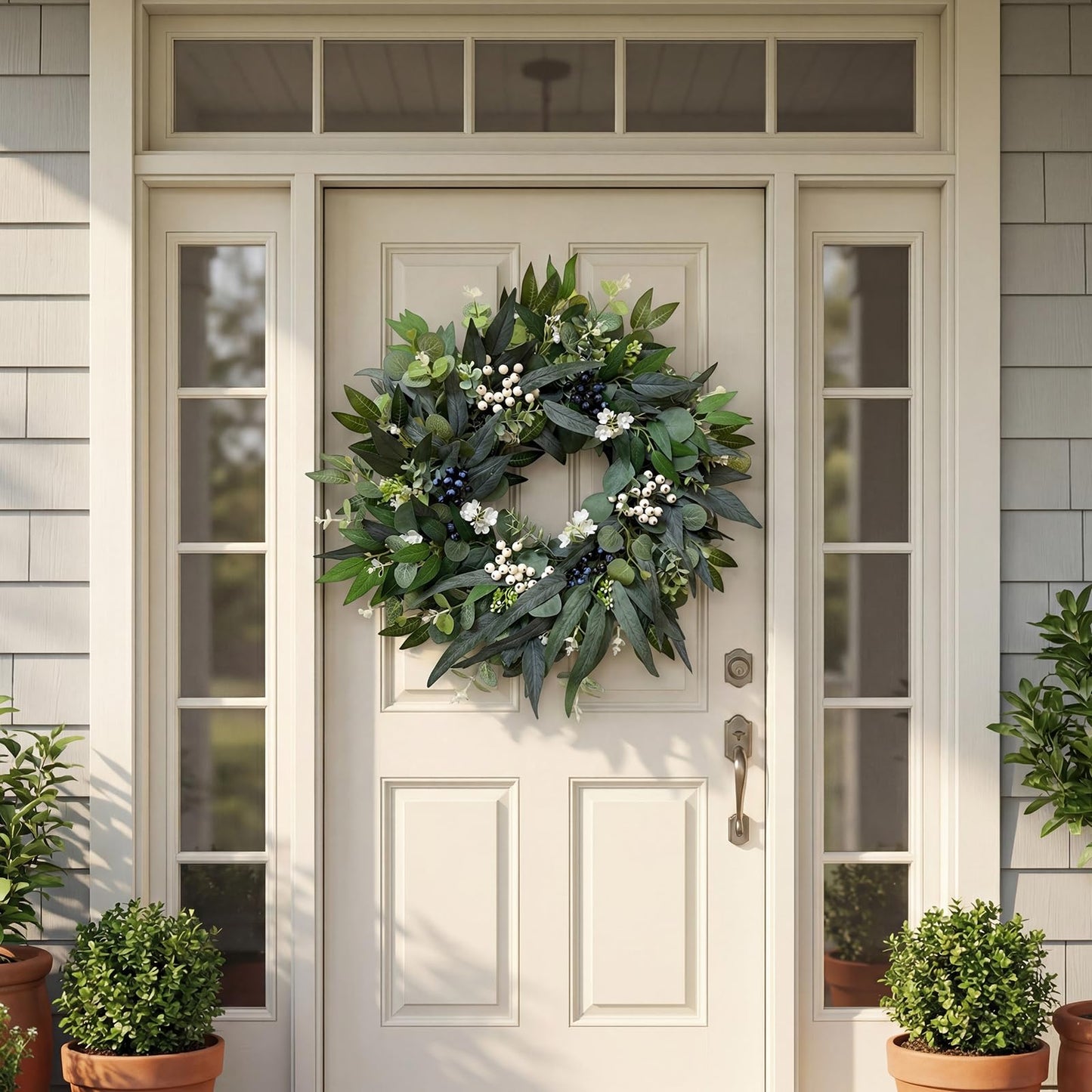 24'' Eucalyptus Wreaths for Front Door,Spring Summer Fall Winter Wreaths,Large Outdoor Greenery Wreaths for Porch,Wall,Holiday,Home Decor-Spring, Summer, Fall, Winter All Seasons