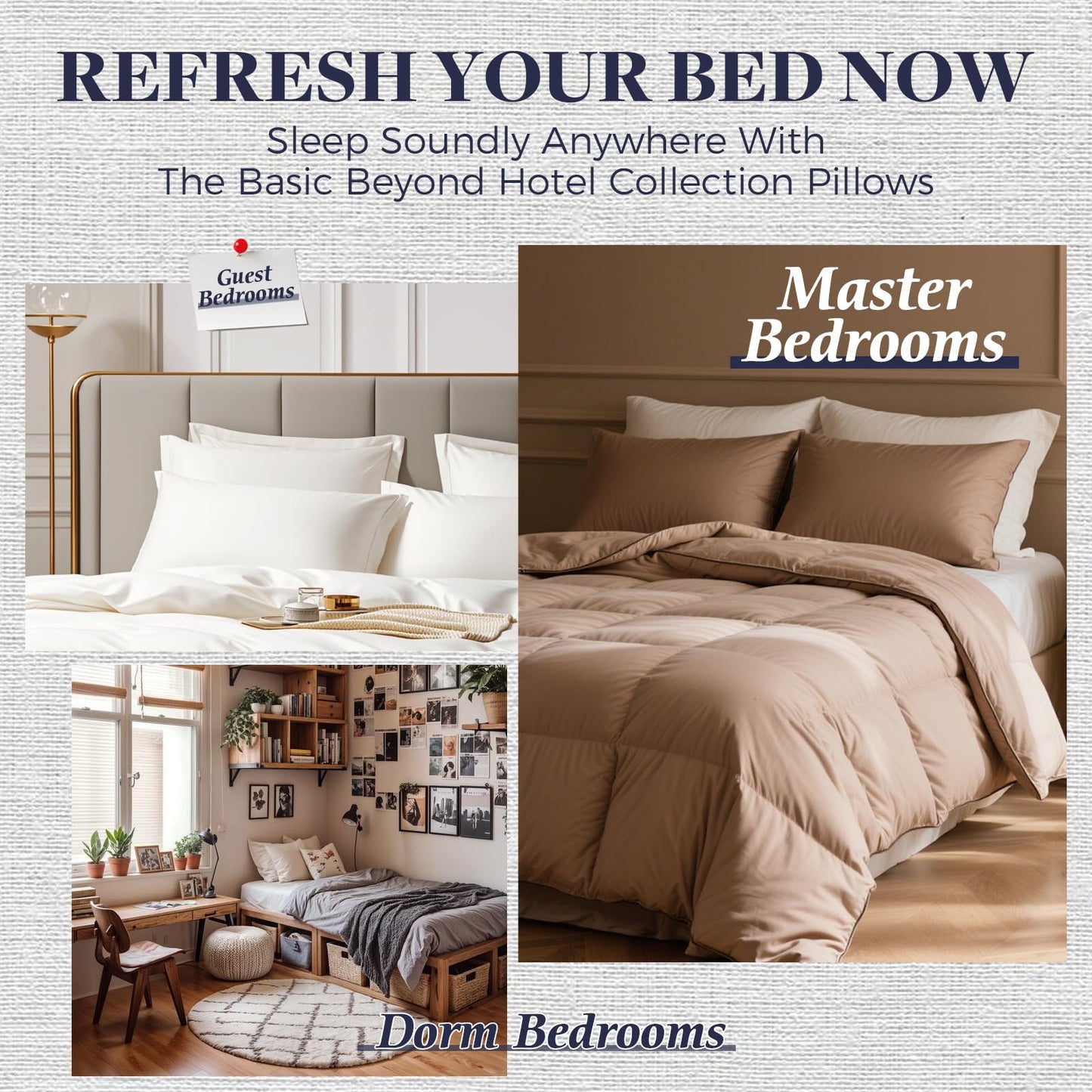 Basic Beyond Hotel Collection Bed Pillows for Sleeping - King Size Pillows Set of 4, 20x36, White