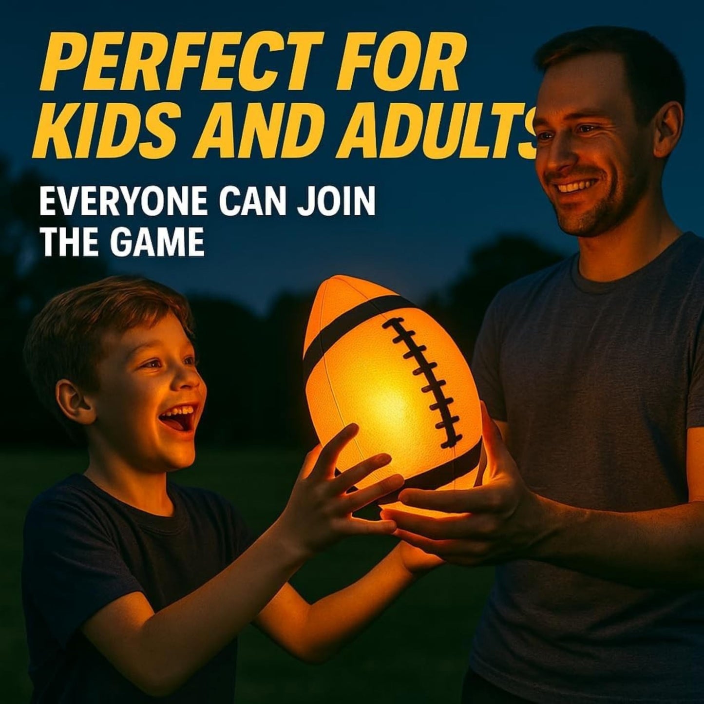 TOMLEON Light Up Football - Glow in The Dark Ball - NO 6 - Outdoor Sports Birthday Gifts for Boys 8-15+ Year Old - Kids Teenage Youth Gift Ideas Activity - Boy Toys Stuff Ages 8 9 10 11 12 13 14 15