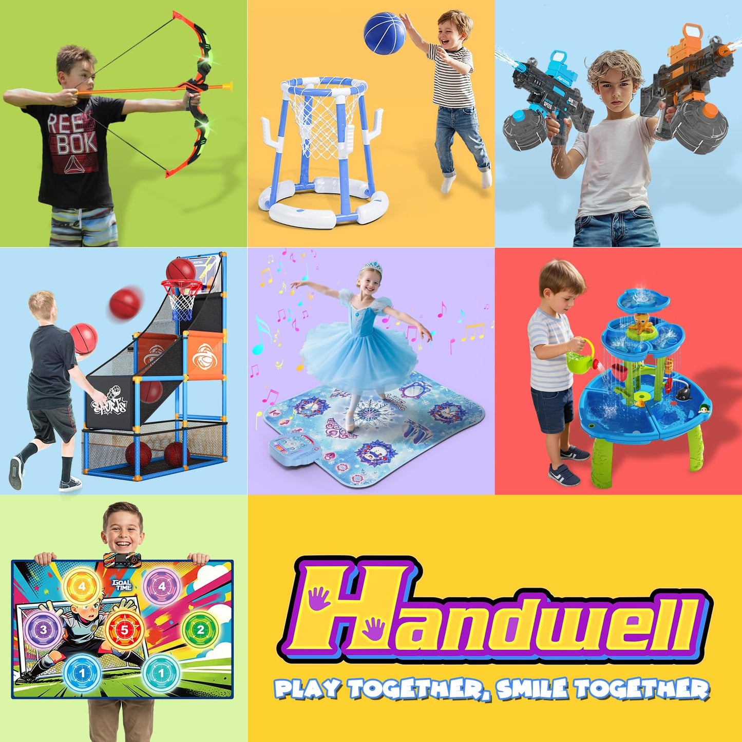 Handwell Toy Soccer Ball Game Set, Soccer Wall mat Indoor Toy with 2 Balls, Ages 3-12 Years