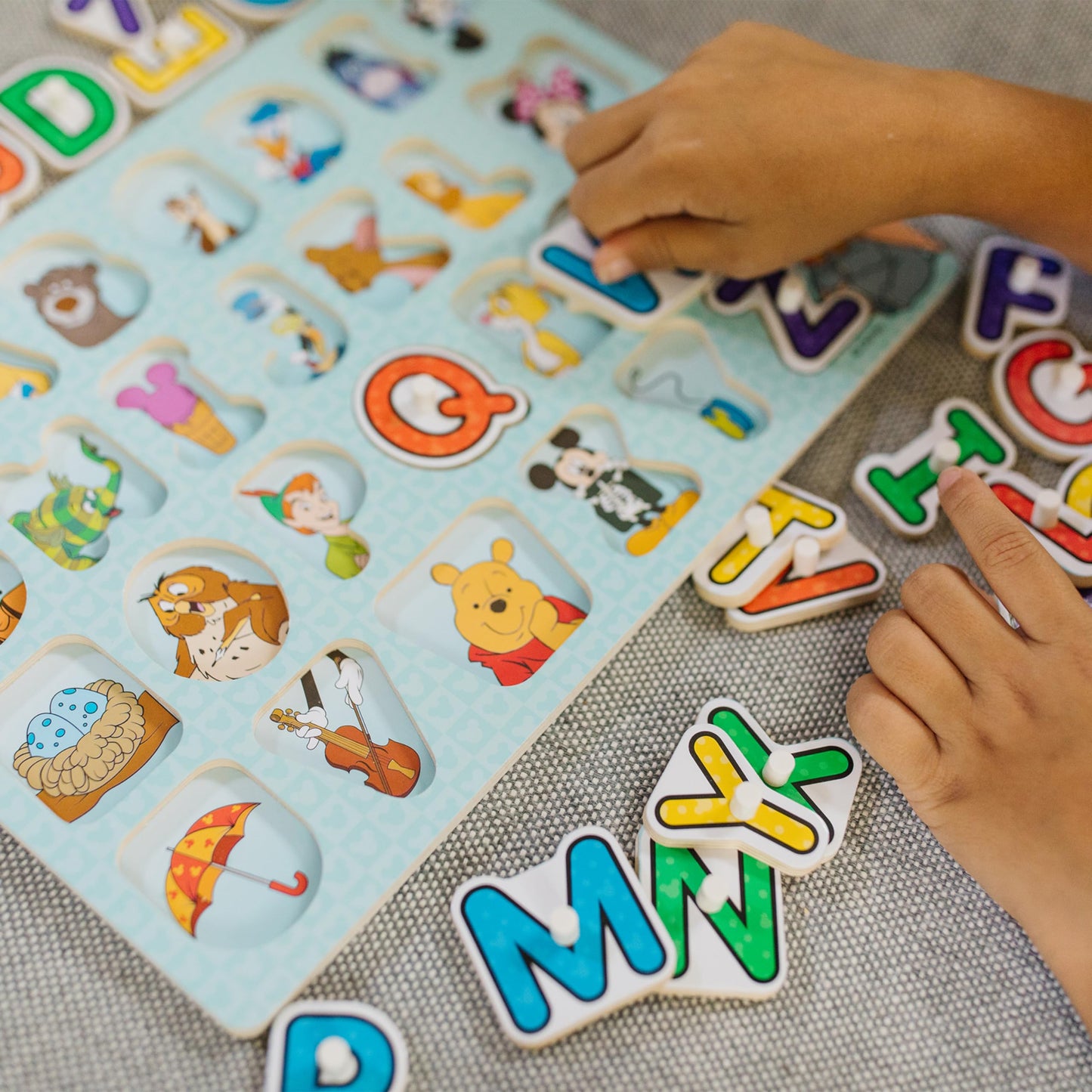 Melissa & Doug Disney Wooden Peg Puzzles Set: Letters, Numbers, and Shapes and ColorsLetters and Number Puzzles, Disney, for Toddlers and Kids Ages 3+