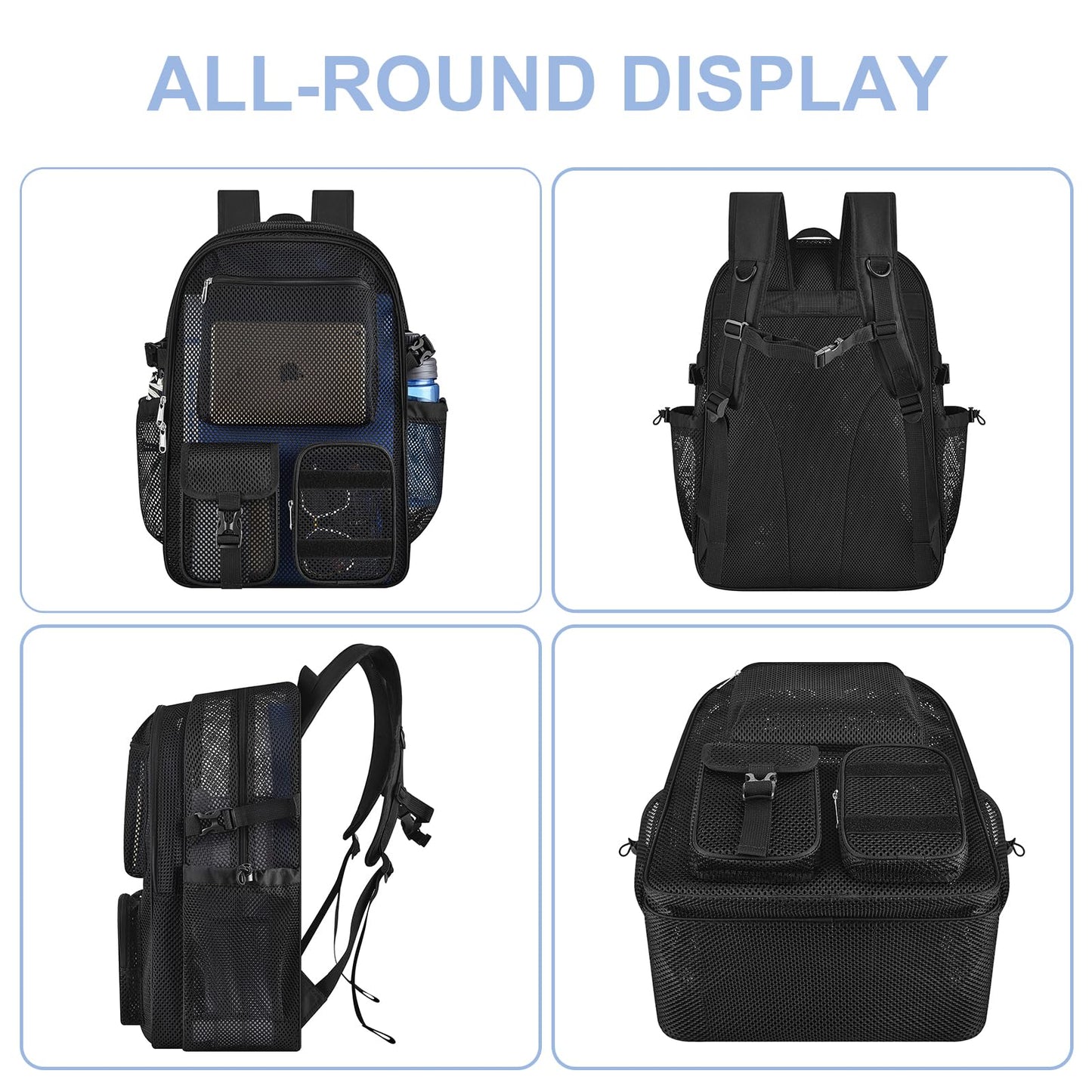 Mesh Backpack for School, 36L Large Heavy Duty Mesh Backpacks for Adults Girls Boys Kids with Inner Laptop Compartment, Mesh Schoolbag for Outdoor Hiking Beach