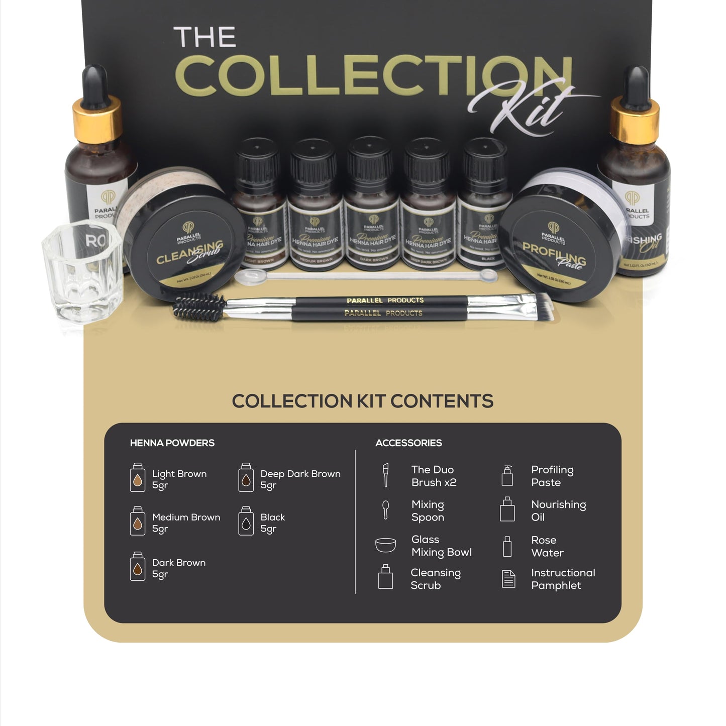 Parallel Products Henna Hair Color Kit - Complete Tint Kit for Professional Spot Coloring - Covers Grays and Roots - Color Palette Included
