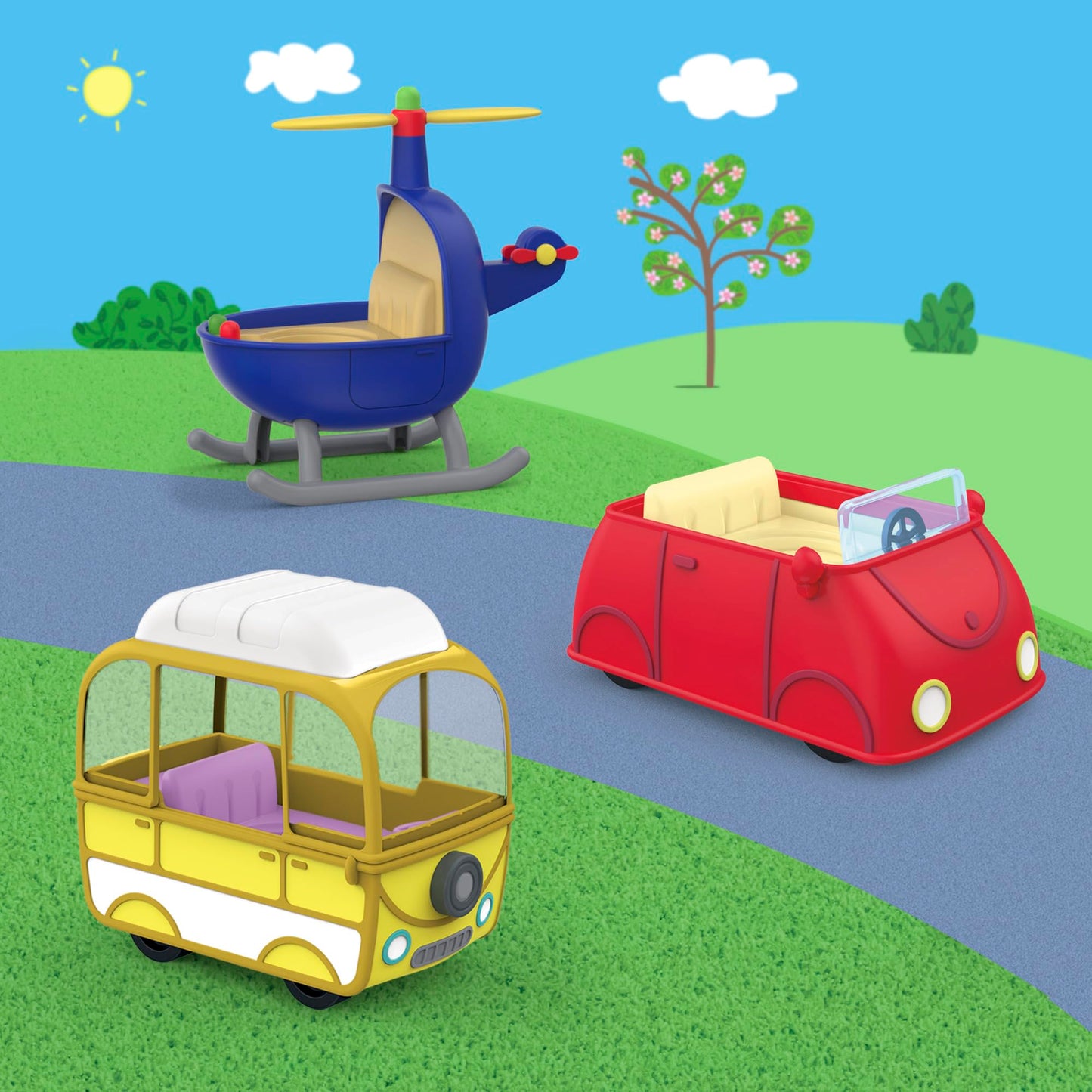 Peppa Pig Toys Peppa's Little Vehicle Set, Includes Helicopter, Camper, and Car Toys and 5 Peppa Pig Figures, Preschool Toys for 3 Year Olds and Up (Amazon Exclusive)