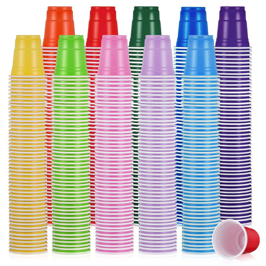 1000 Packs Plastic Shot Glasses 2oz/ 60ml Disposable Shot Glasses Bulk Assorted Party Cup for Kids Birthday Wedding Restaurant Kitchen BBQ Picnic Camping Daily Life,10 Color
