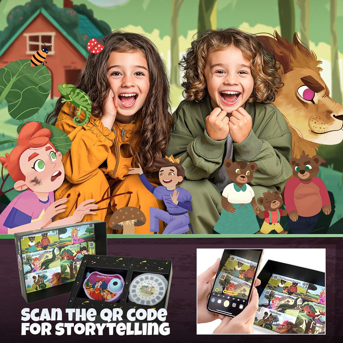 SMILESSKIDDO Book Projector for Kids - Storytelling Projector Bedtime Stories, 6 (Fairy Tale) Discs with Clear Projection, Educational Gift Story Toys for 3 4 5 6 Year Old Boys & Girls