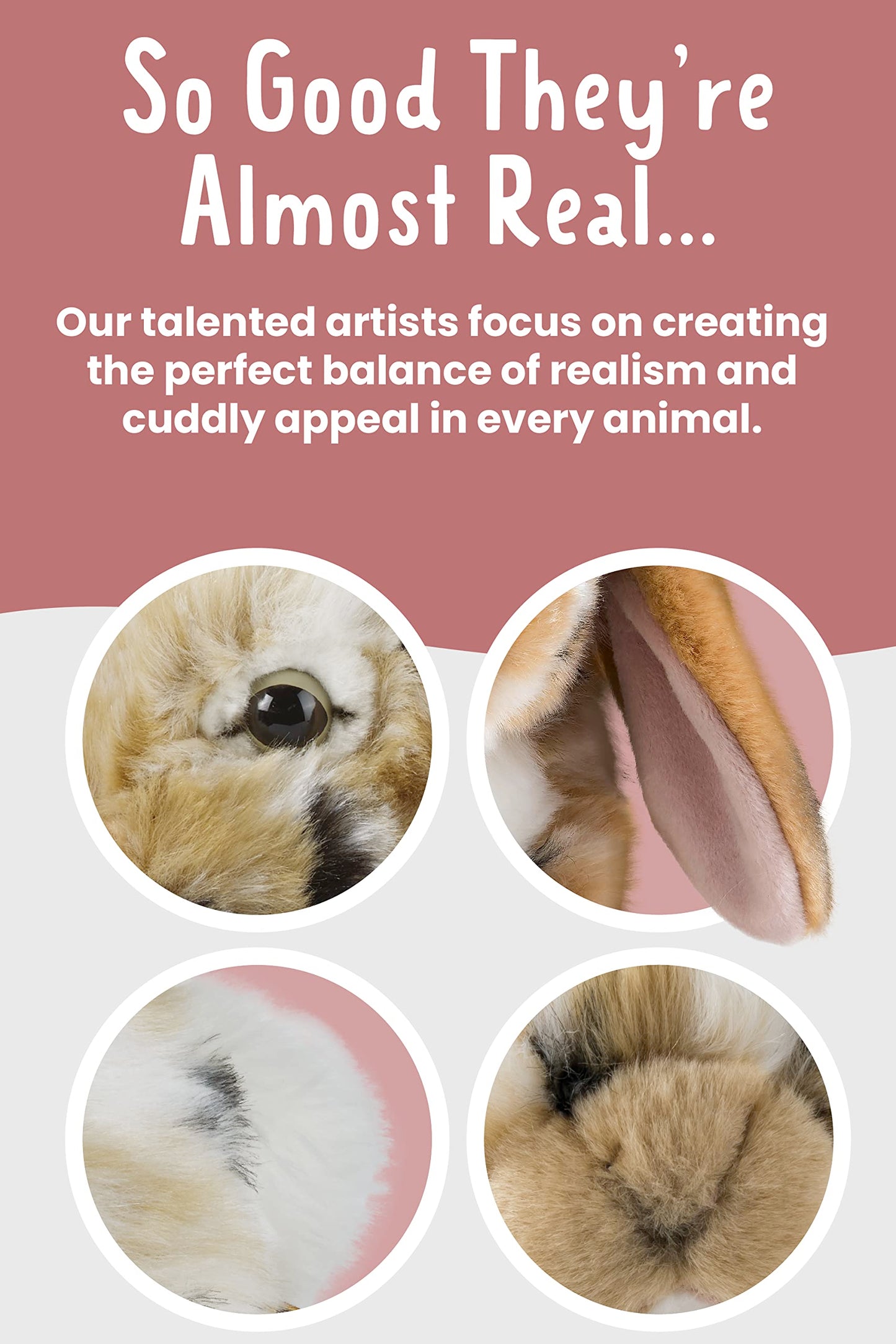 Living Nature Brown Dutch Lop Eared Rabbit, Realistic Soft Cuddly Bunny Toy, Naturli Eco-Friendly Plush, 10 Inches