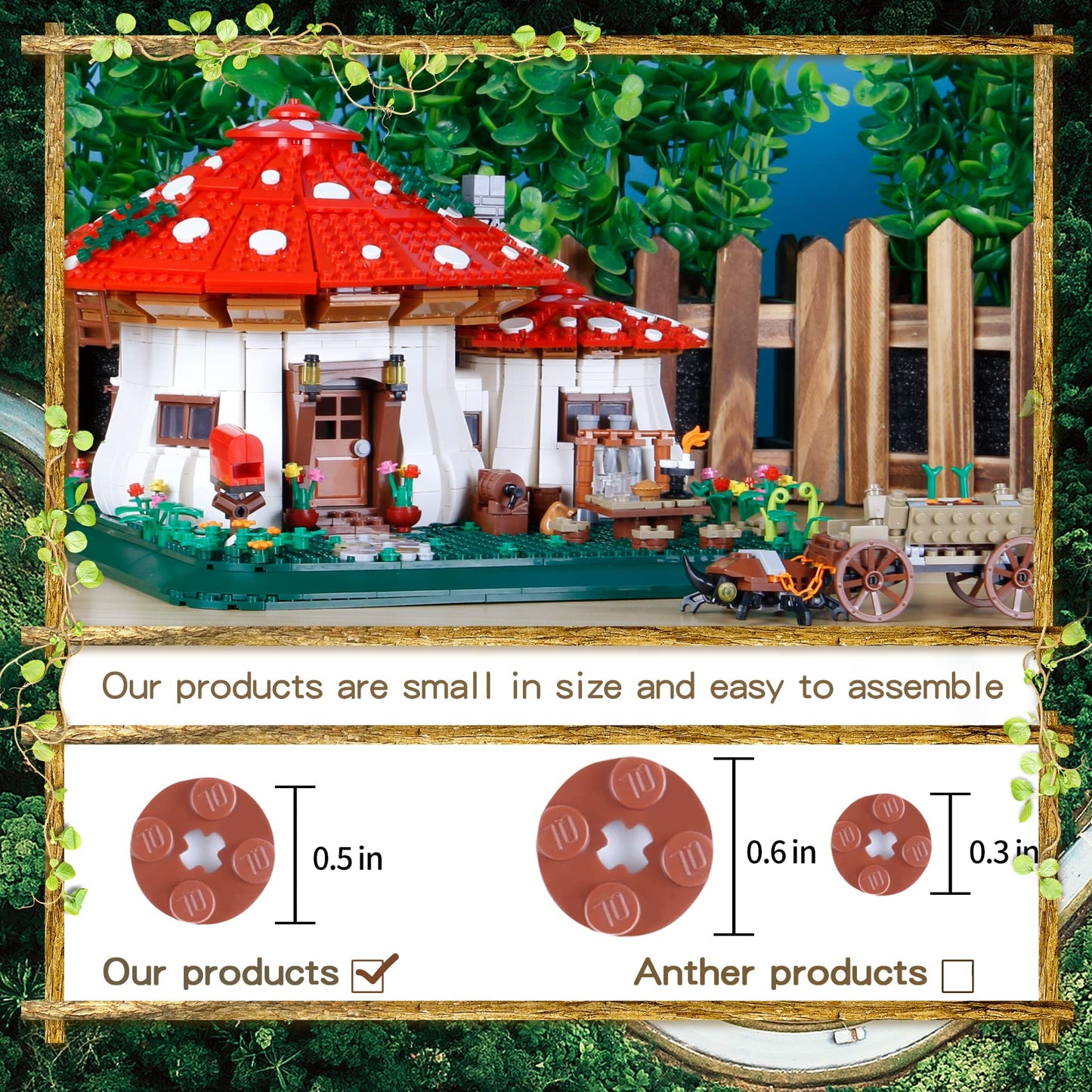 2233PCS Mushroom House Building Blocks,Creative Ideals Treehouse Building Blocks, Best Present for 6+ Boys, Girls or Adults
