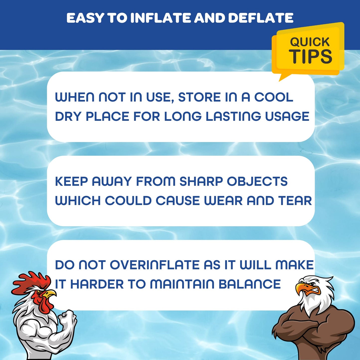 Chicken Fight Inflatable Pool Float Game Set - Includes 2 Giant Battle Ride-Ons - Flip Your Friends to Win! - Perfect for Outdoor Swimming Party Activity or Fun w/Kids, Family, Adults
