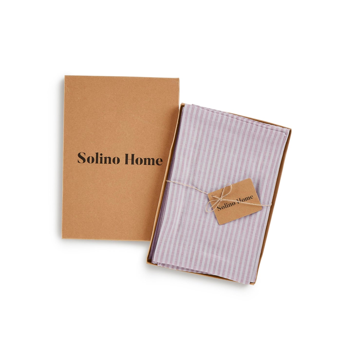 Solino Home Linen Cloth Napkins Set of 4-100% Pure Linen Pink and White Striped Dinner Napkins 20 x 20 Inch for Halloween - Narrow Stripe, Handcrafted and Machine Washable