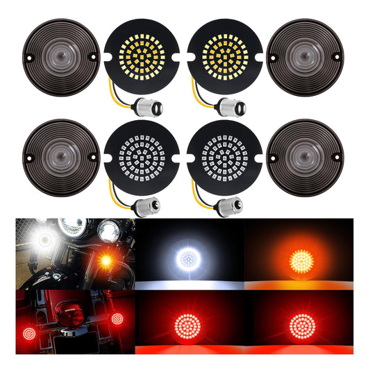 AEEAST 3 1/4 Inch Motorcycle LED Turn Signals 1157 1156 Front Rear LED Blinker 48LEDs Flat Housing Style Fit for Harley Davidson Road King Electra Glide Ultra Classic Softail 1986-Later