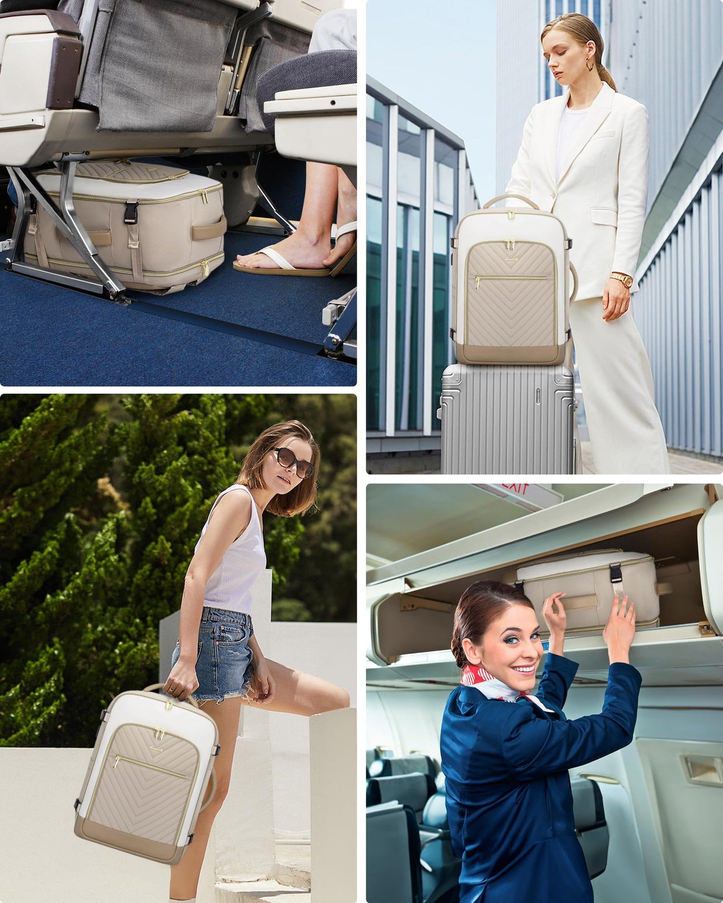 LOVEVOOK Large Travel Backpack for Women, TSA Carry on Backpack for Airplanes, 40L Personal Item Travel Bag for Women fits 17" Laptop,Waterproof Carry on Bag Airplane Approved with 3 Packing Cubes