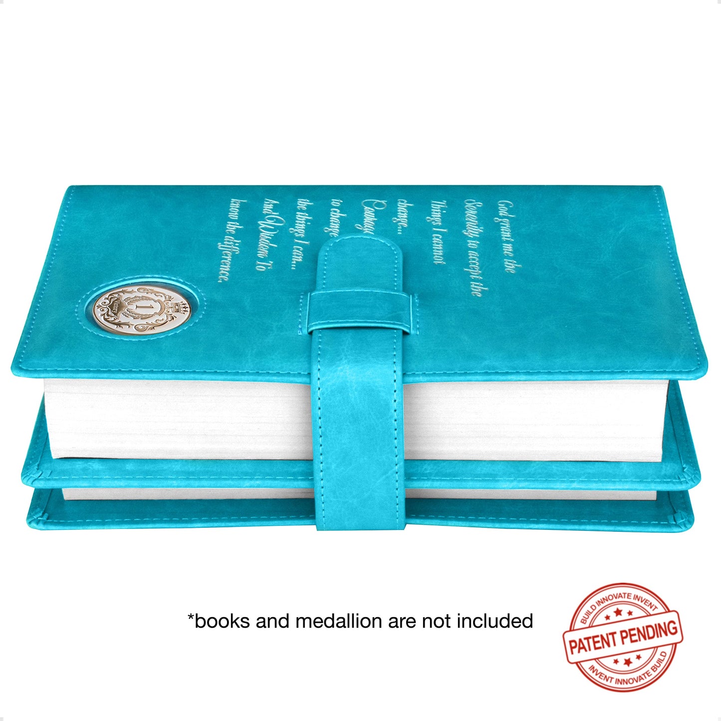 Galileo® Double AA Big Book Cover & 12 Steps & 12 Traditions | AA Gift | Alcoholics Anonymous (Serenity Prayer/Coin Pocket/Ocean Turquoise)