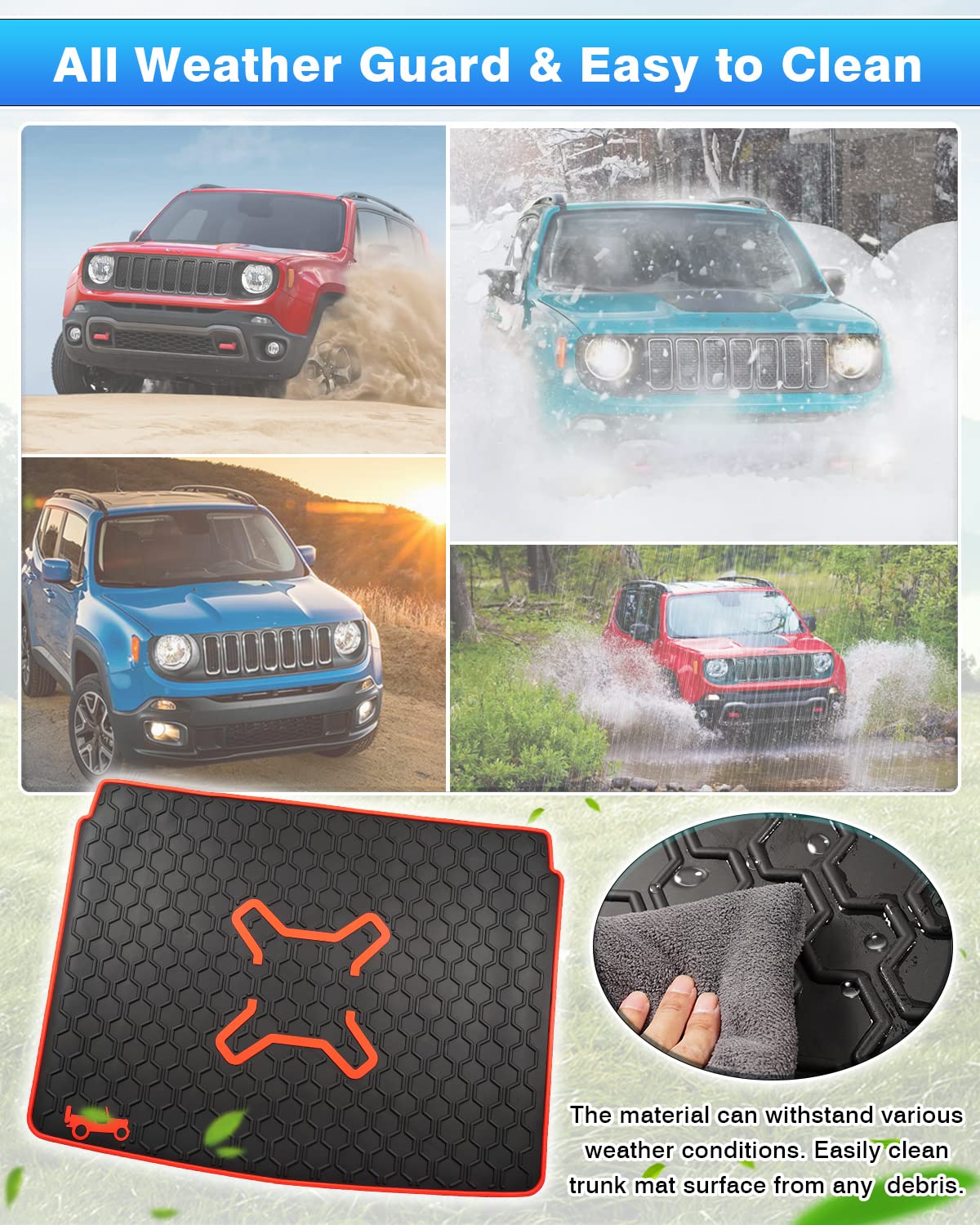 Cartist Cargo Liner Compatible with 2015-2024 Jeep Renegade Trunk Mat Car Rear Boot Liner