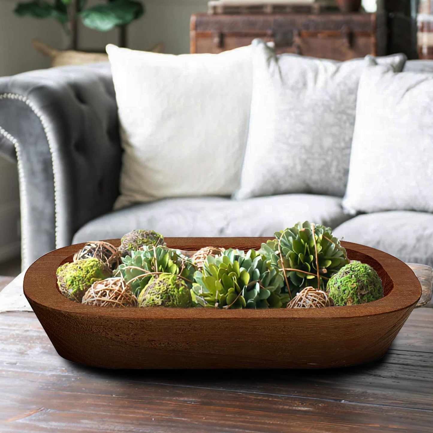 Royxen 8 Pack Wood Dough Bowl, Wooden Dough Bowls Paulownia, Rustic Bowl Vintage, Bowls for Candle (Brown, 9.7" x 6")
