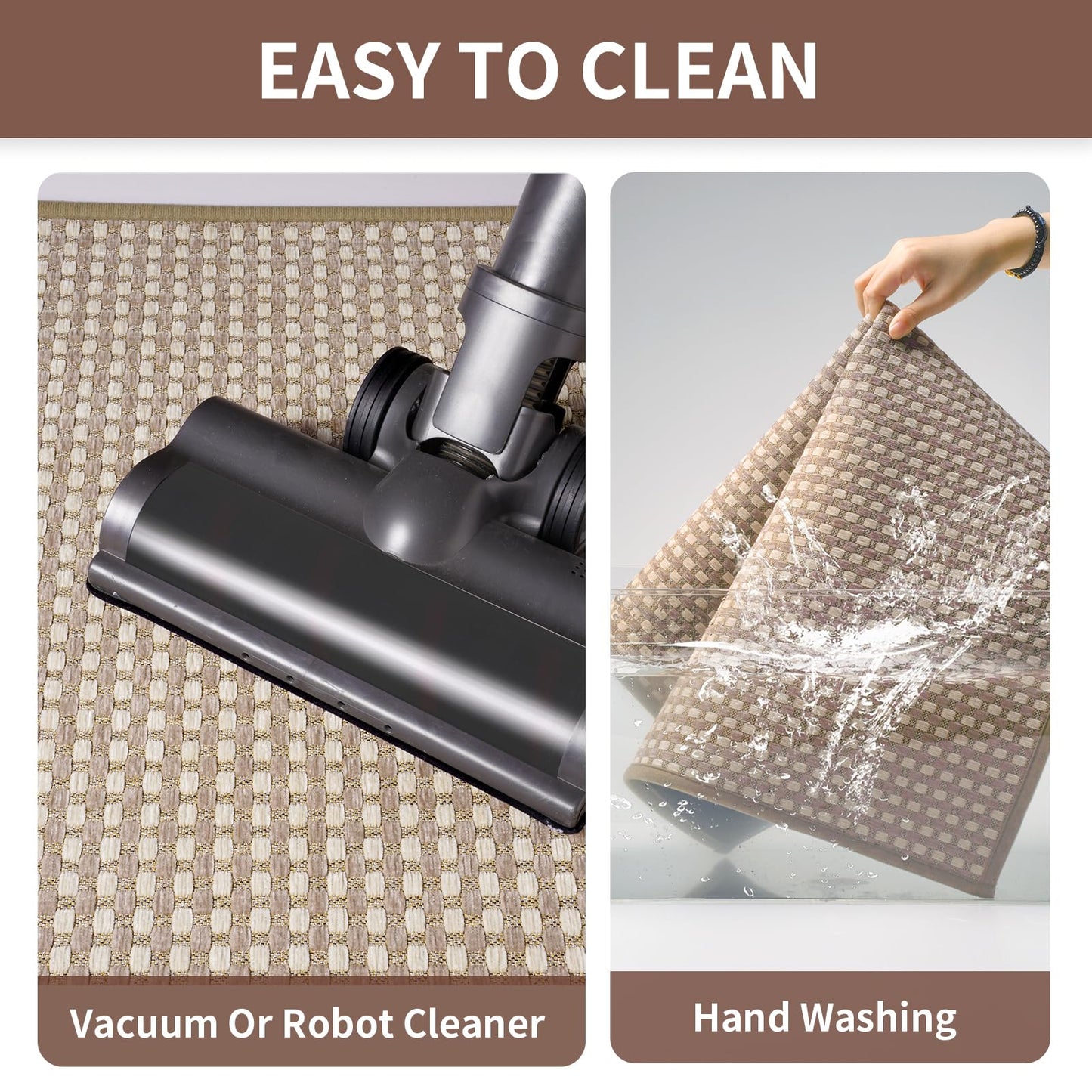 YDKGL Large Kitchen Runner Rugs Long Kitchen Mat Non Slip Washable, Super Absorbent Soft Chenille Braided Kitchen Mats for Floor, Rubber Backing Kitchen Sink Standing Mat, Easy Clean, Brown 36"x71"
