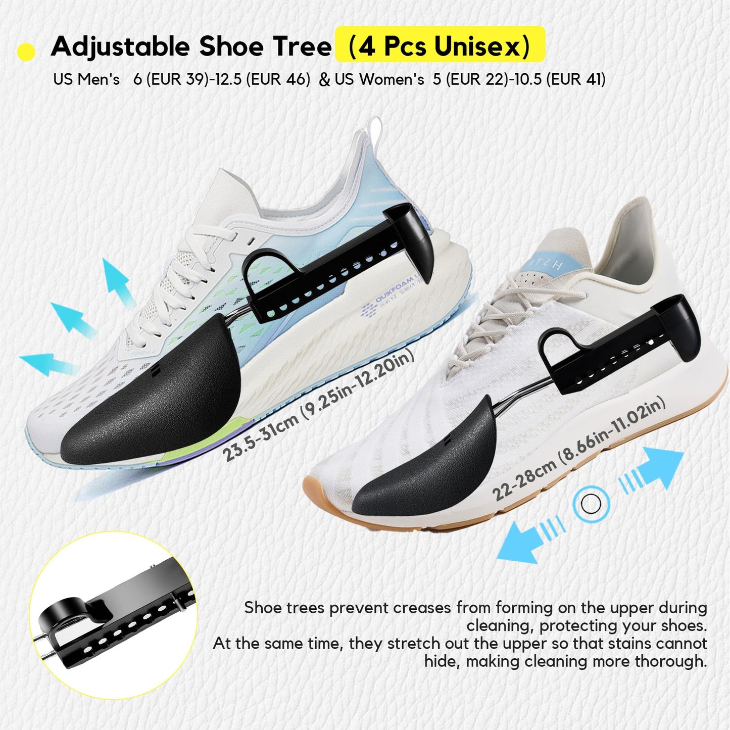 CinGiiCo Shoe Washing Machine Bag, 4 Pcs Laundry Shoe Bag For Washing Machine, With 4 Boot Stretcher (L 6-12.5 & S 5-10.5), 360°Deep Cleaning, Fit Most Shoes Types
