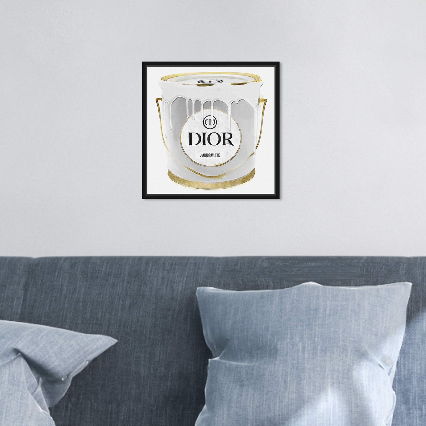 The Oliver Gal Artist Co. Fashion and Glam Framed Wall Art Canvas Prints Paint' Cans Home Décor, 12 in x 12 in, White, Gold