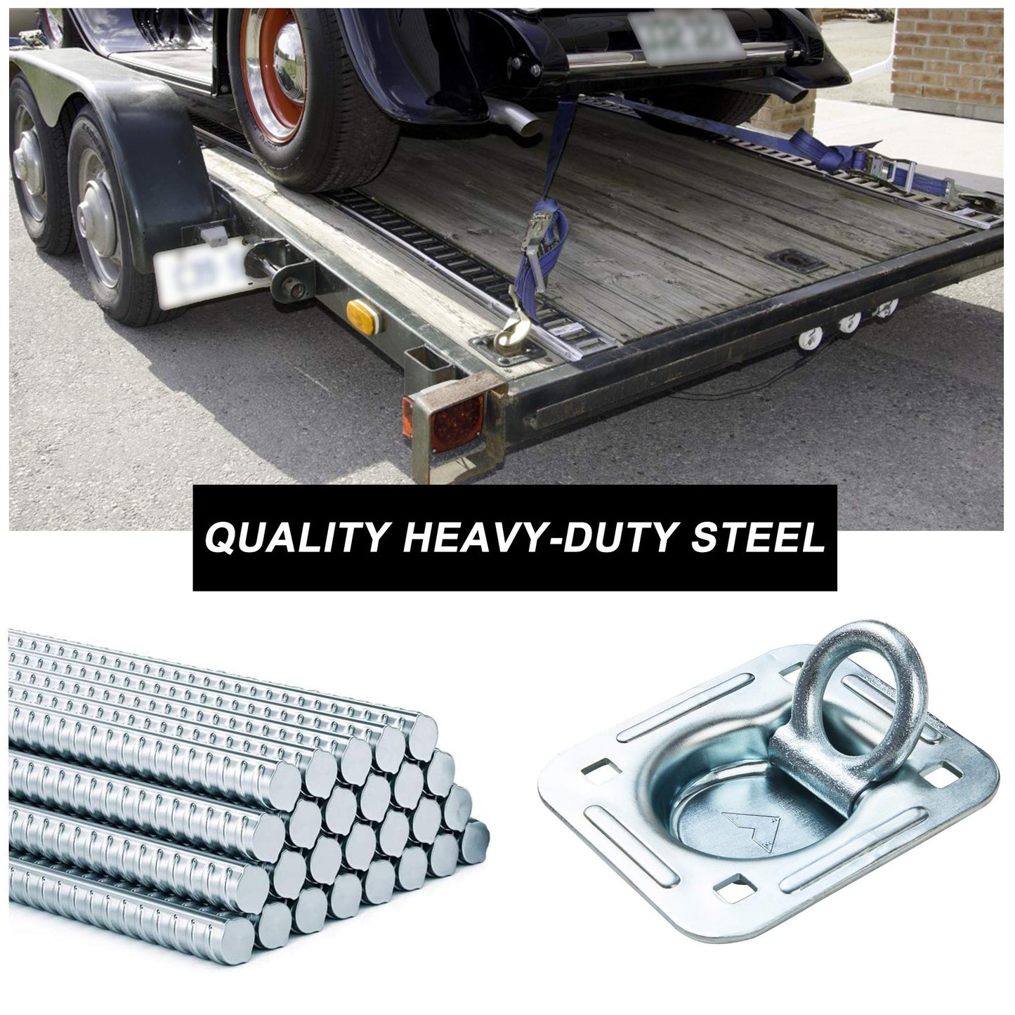 Lonffery 8 Pack Recessed D-Ring Tie Down Anchors (6,000 lb. Capacity), Heavy Duty Kit for Trailer or Deliveries