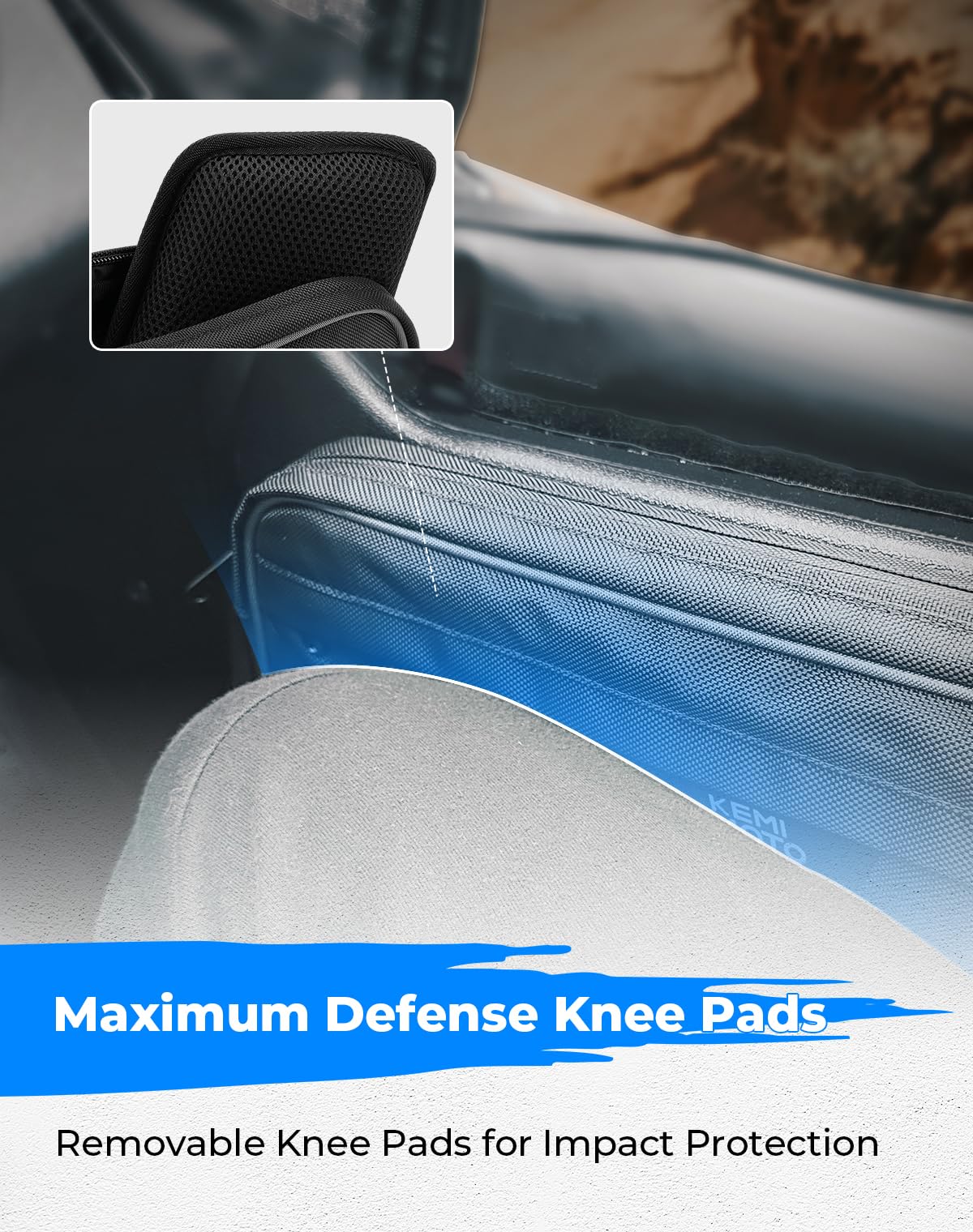 KEMIMOTO 2PCS Side Door Bags Compatible with Pioneer 1000 3P/5P/6P, 1680D Water Resistant Zipper, Scratch Resistant UTV Door Bags w/Protective Knee Pads(5-Seaters Can Only Install Front Doors)