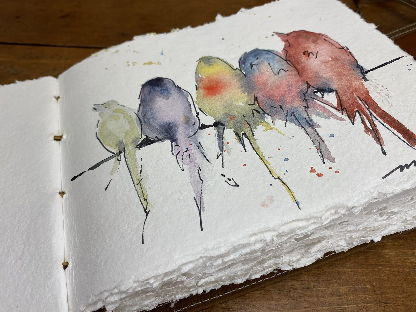 Wanderings Red Leather Watercolour Journal - 8" x 10" (20.3 x 25.4cm) - Genuine Leather Art Journal with Handmade Deckle Edge Paper - 350 GSM Cold Press Paper