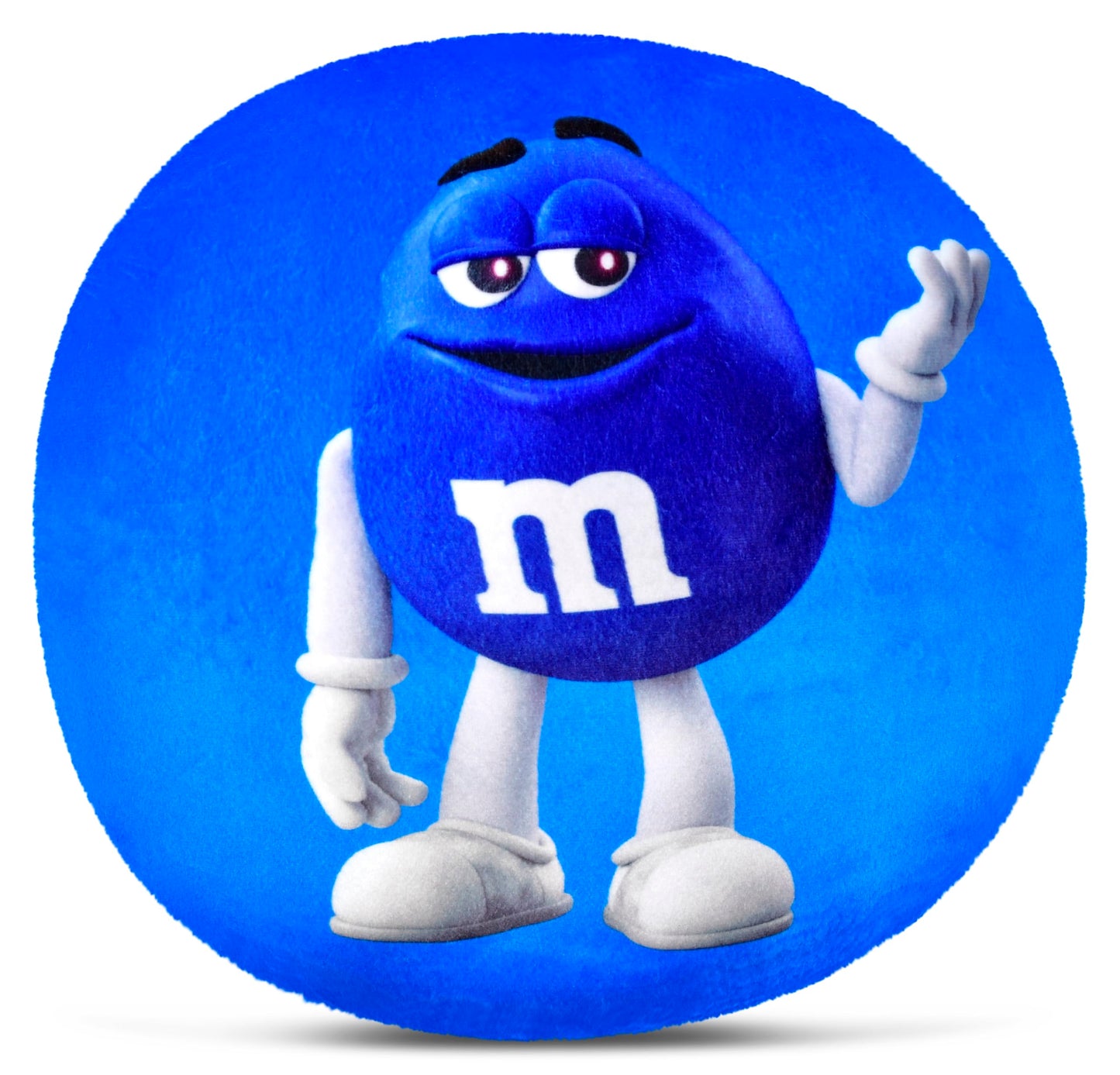 iscream M&M's 10.75" Mini Round Plush Fleece Double Sided Pillow, Blue