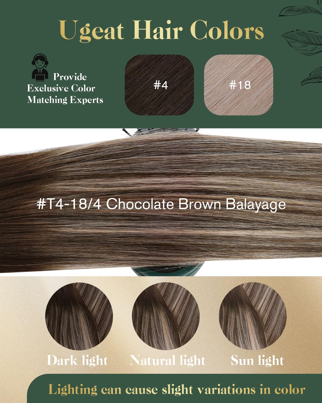 Ugeat Hair Clip in Human Hair Extensions 18 inch Clip in Remy Hair Extensions Human Hair Dark Brown Ombre Ash Brown Human Hair Clip in Extensions Brown 7pcs 120g