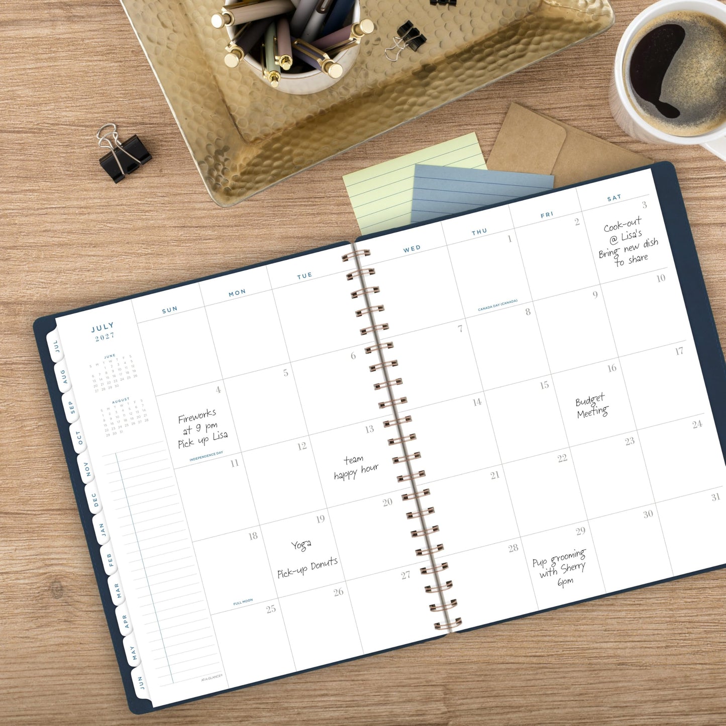 AT-A-GLANCE Planner 2026-2027 Weekly & Monthly Academic 13-Month July-July, 8-1/2" x 11", Signature, Navy (YP905A20)