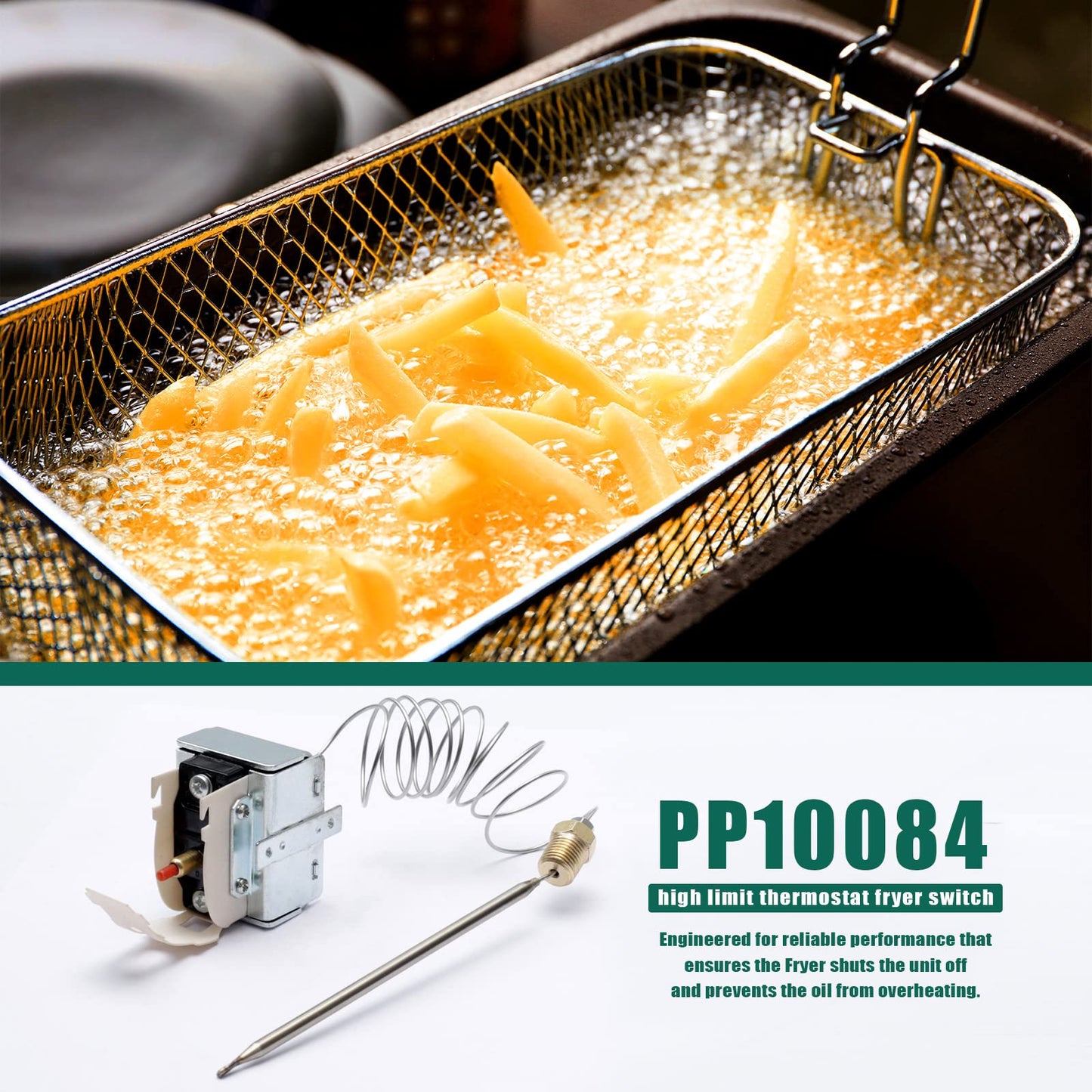 PP10084 high limit thermostat fryer switch Lchmo5030 compatible with Pitco Fryer, 1/4" Thread Mpt Stuff, 450°F/230°C Hi Limit Safety Thermostat 5225-11B fit for VF35 MGII SG14 35C 45C+ 18S 18 E500D