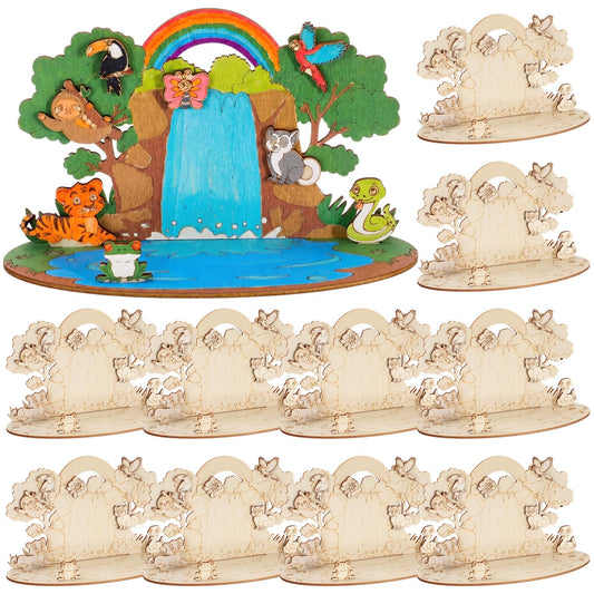 DoubleFill 24 Set 2026 Vbs Crafts Rainforest Animal Themed Craft Kits for Kids DIY Jungle Religious Wooden Cutouts Kit Tropical Animal Multi-Layer Crafts for Sunday School Church Bible Decor