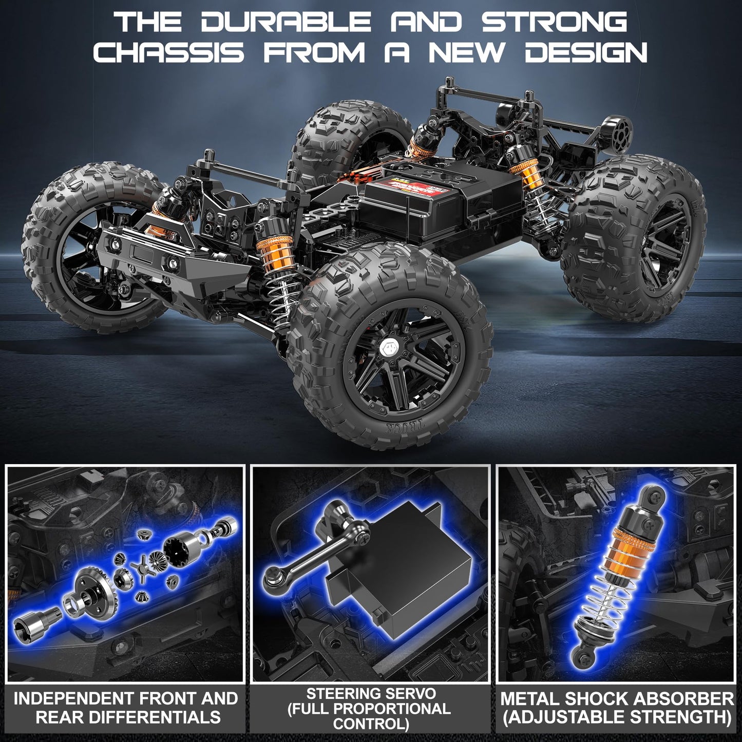 X-TMAGA 1:14 Scale All Terrain RC Cars for Adults & Boys (HS14323), Max Fast 40+ KPH, 4WD Off-Road RC Truck for Snow & Sand & Mud, 4X4 Waterproof Remote Control Car with 2 Rechargeable Batteries