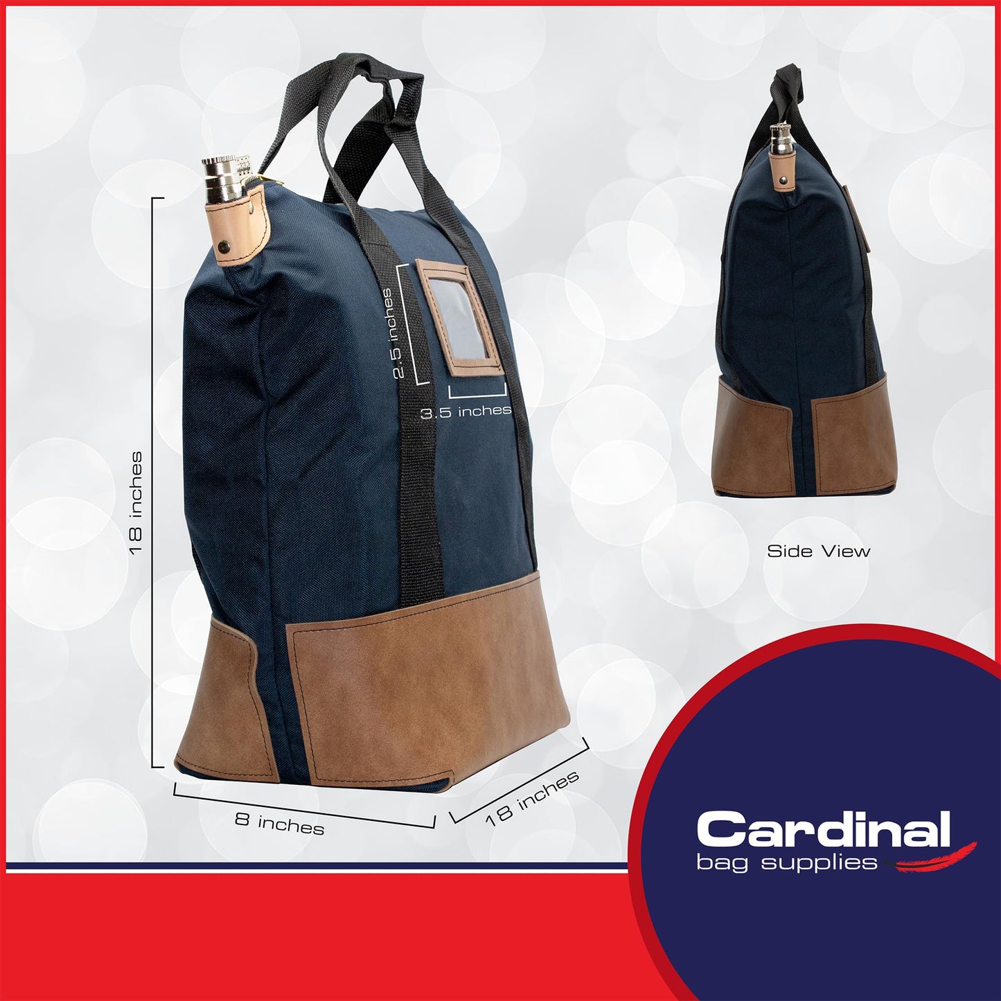 Cardinal bag supplies Locking Heavy Duty Security Courier Bag, 18 x 18 x 8 (Navy Blue)
