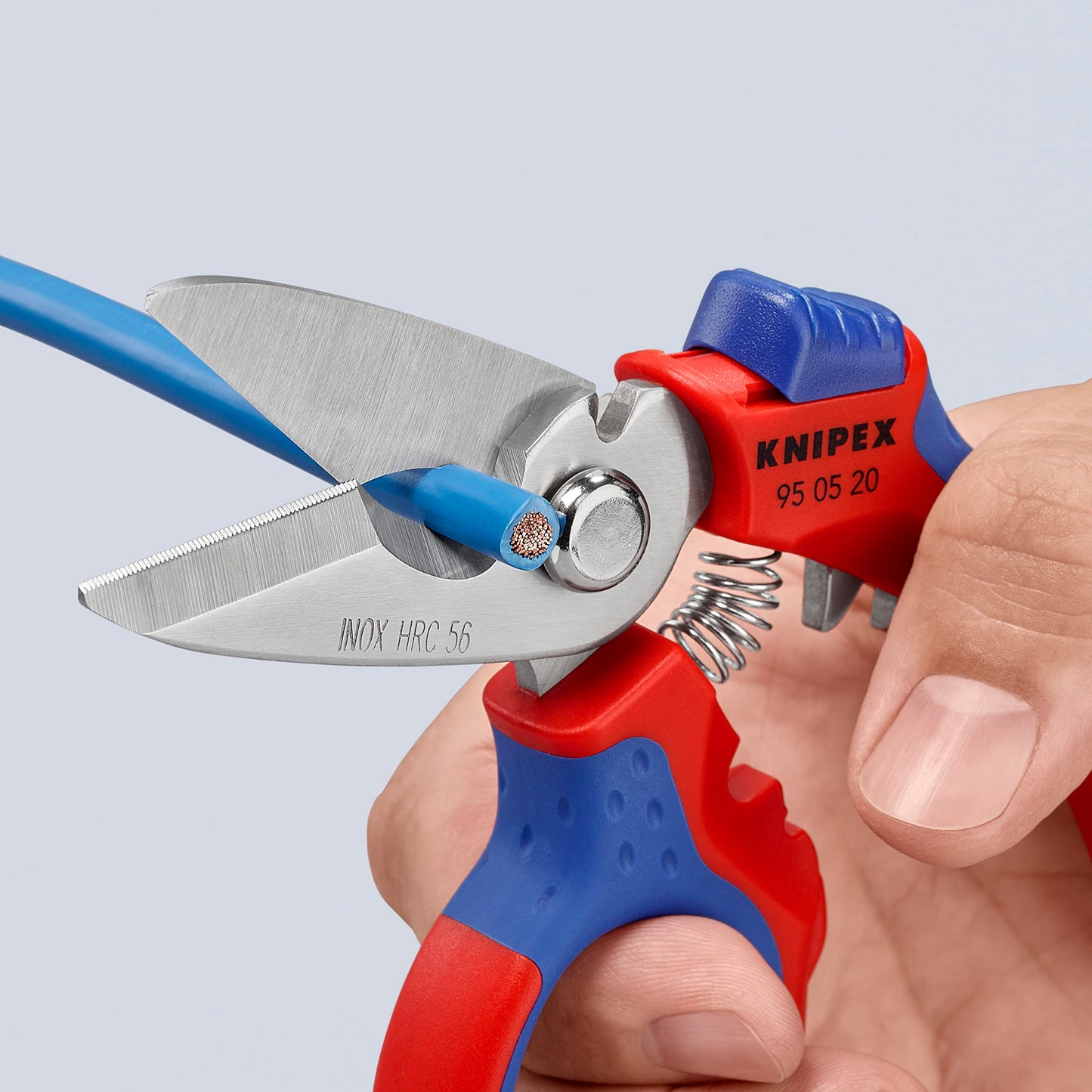 KNIPEX Tools Stainless steel 95 05 20 US Angled Electricians' Shears, 6-1/4", Red/Blue