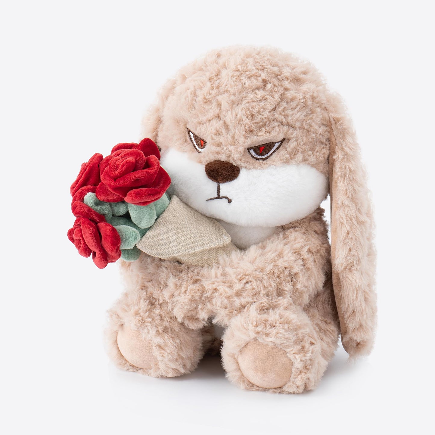 Adorable Plush Bunny 11.8 Inch Hugged Rose Bouquet Ultra Soft Toy for Girls Boys Valentine's Day (Coffee/Red) A Surprise That Never Fades