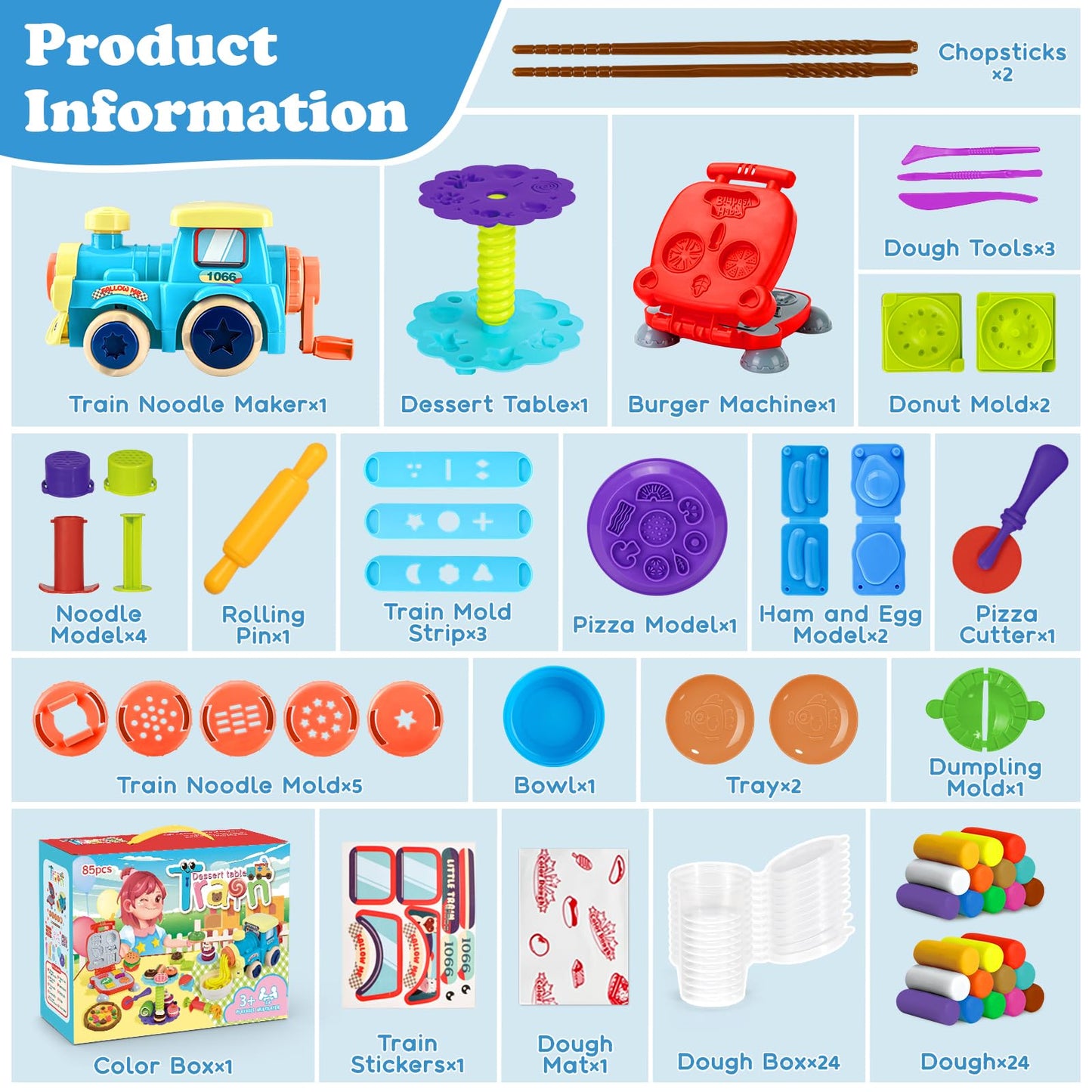 Aprilwolf 3 in 1 Dough Sets for Kids Ages 3-4-8, Hamburger Maker Machine Boys Girls