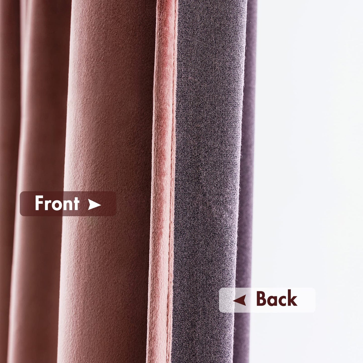 MIULEE Dusty Rose Pink Velvet Curtains Thermal Insulated Blackout Curtain Drapes for Bedroom Living Room Darkening 84 Inches Long Curtains Panels Rod Pocket Set of 2