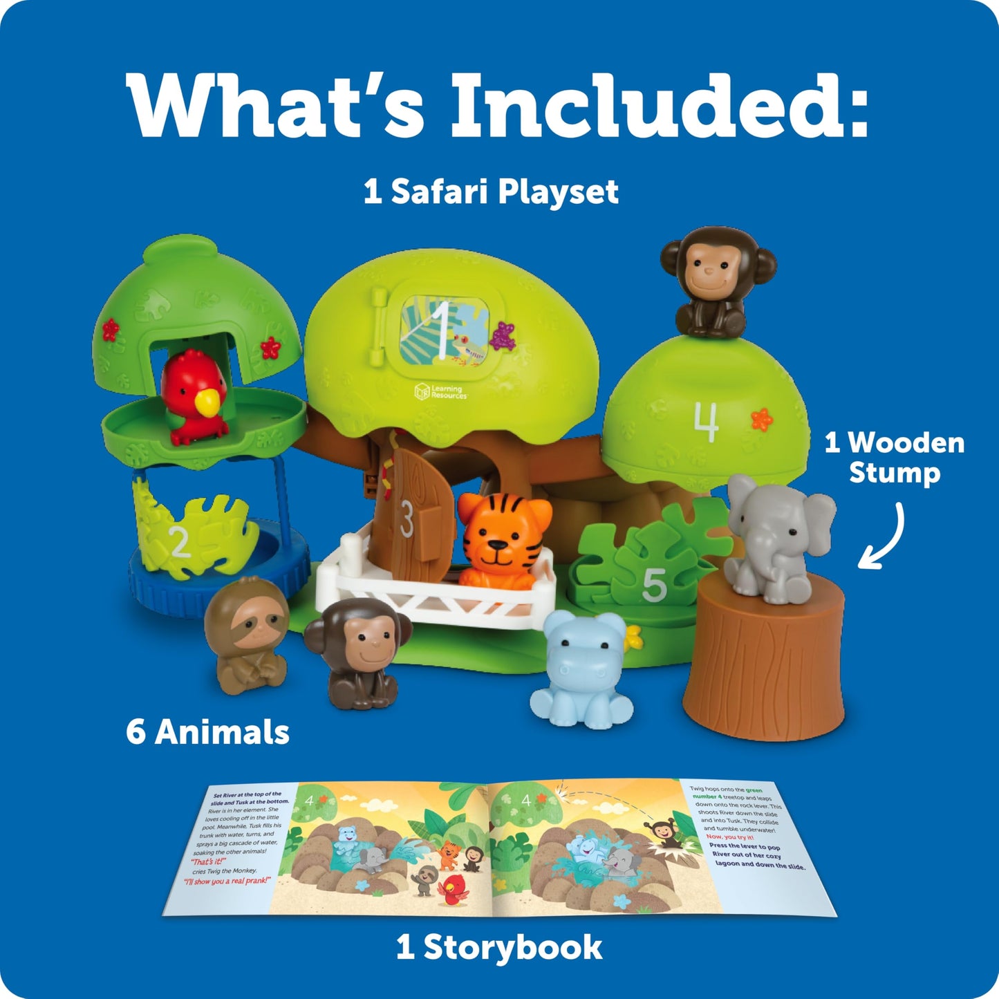Learning Resources Peeksville Jungle Safari Playset, Animal Kingdom Figurines, Zoo Toy, Plastic Animals, Toddler Gifts for Girls and Boys, Fine Motor Skills for Kids, Tiger, Lion, Elephant